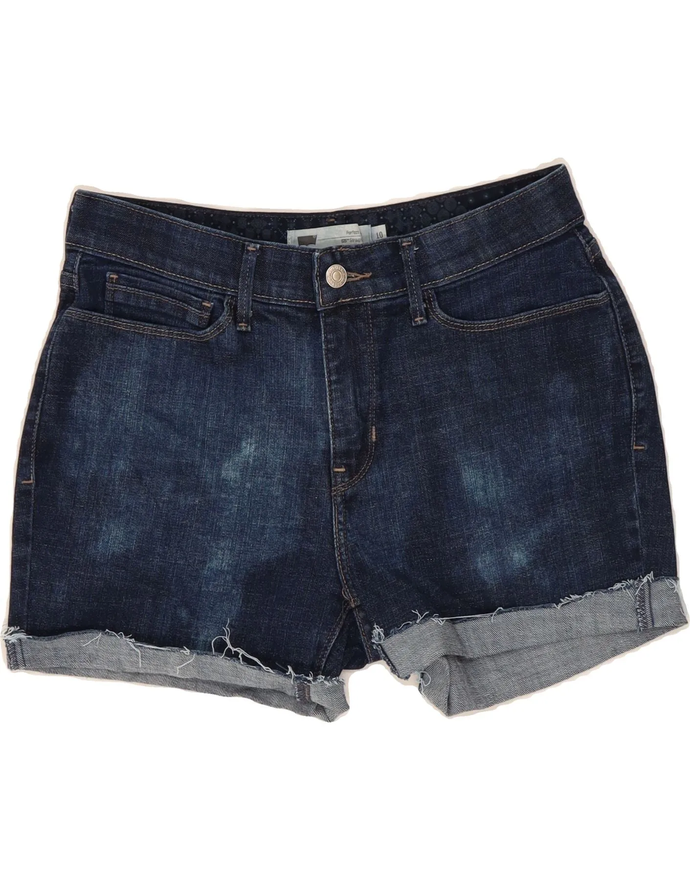 LEVI'S Womens 525 Denim Shorts US 10 Large W28 Navy Blue Cotton Adjustable Fit