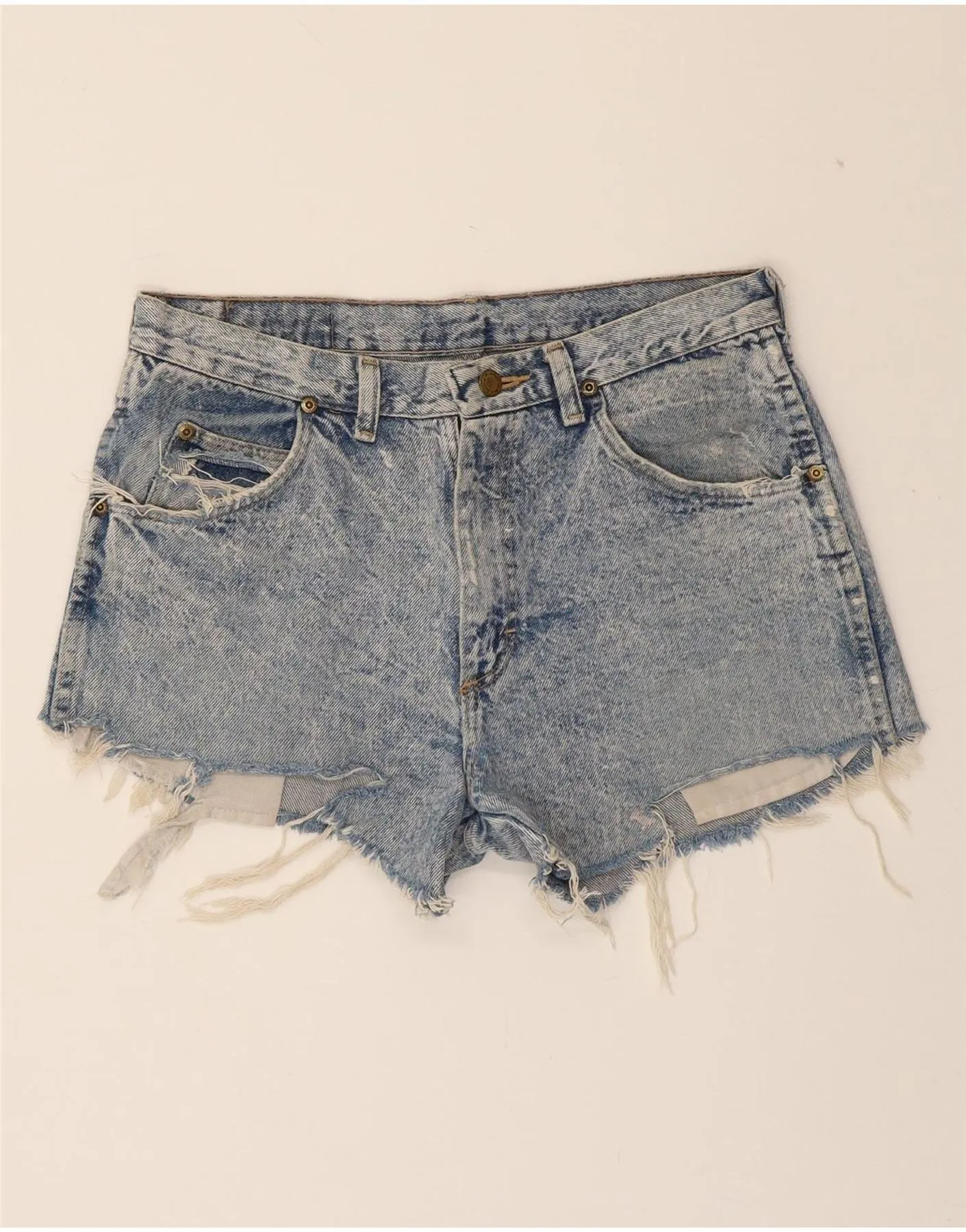 Unique Pattern WRANGLER Womens High Waist Denim Hot Pants W32 Medium  Blue Cotton