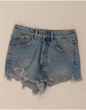 Bold Statement ZARA Womens Denim Shorts EU 34 2XS W24  Blue Cotton