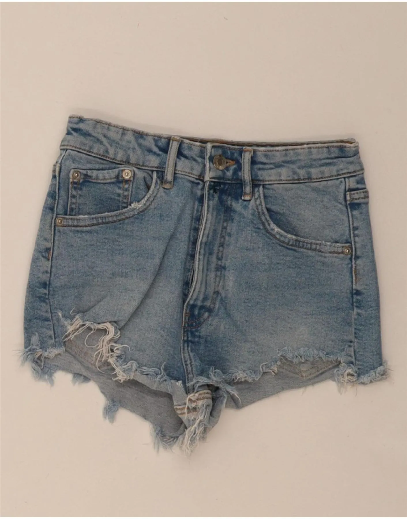 Bold Statement ZARA Womens Denim Shorts EU 34 2XS W24  Blue Cotton