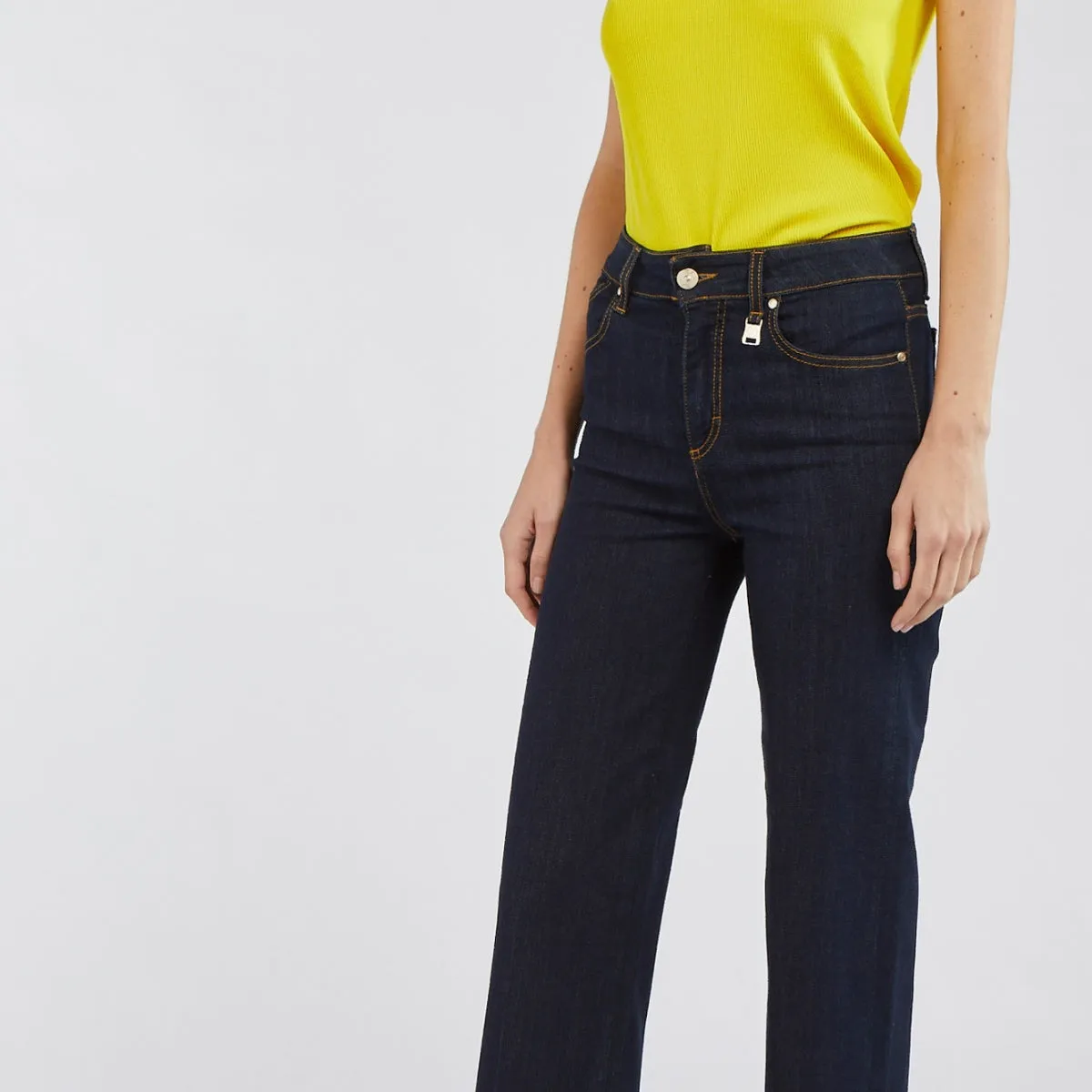 Caf??Noir denim culotte da donna C7JJ1003 B009 indaco Minimalist Styling Strong Stitch