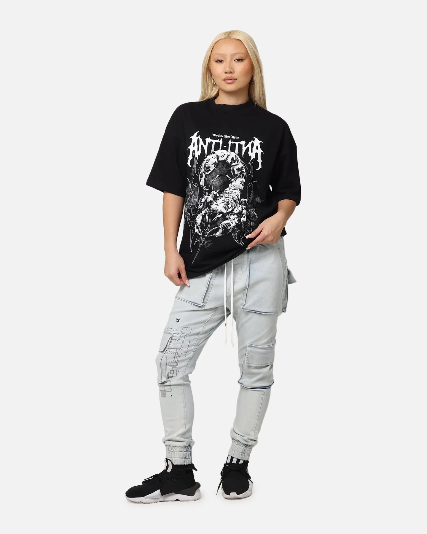 The Anti Order Invasion Mock Neck T-Shirt Black Boat neck style