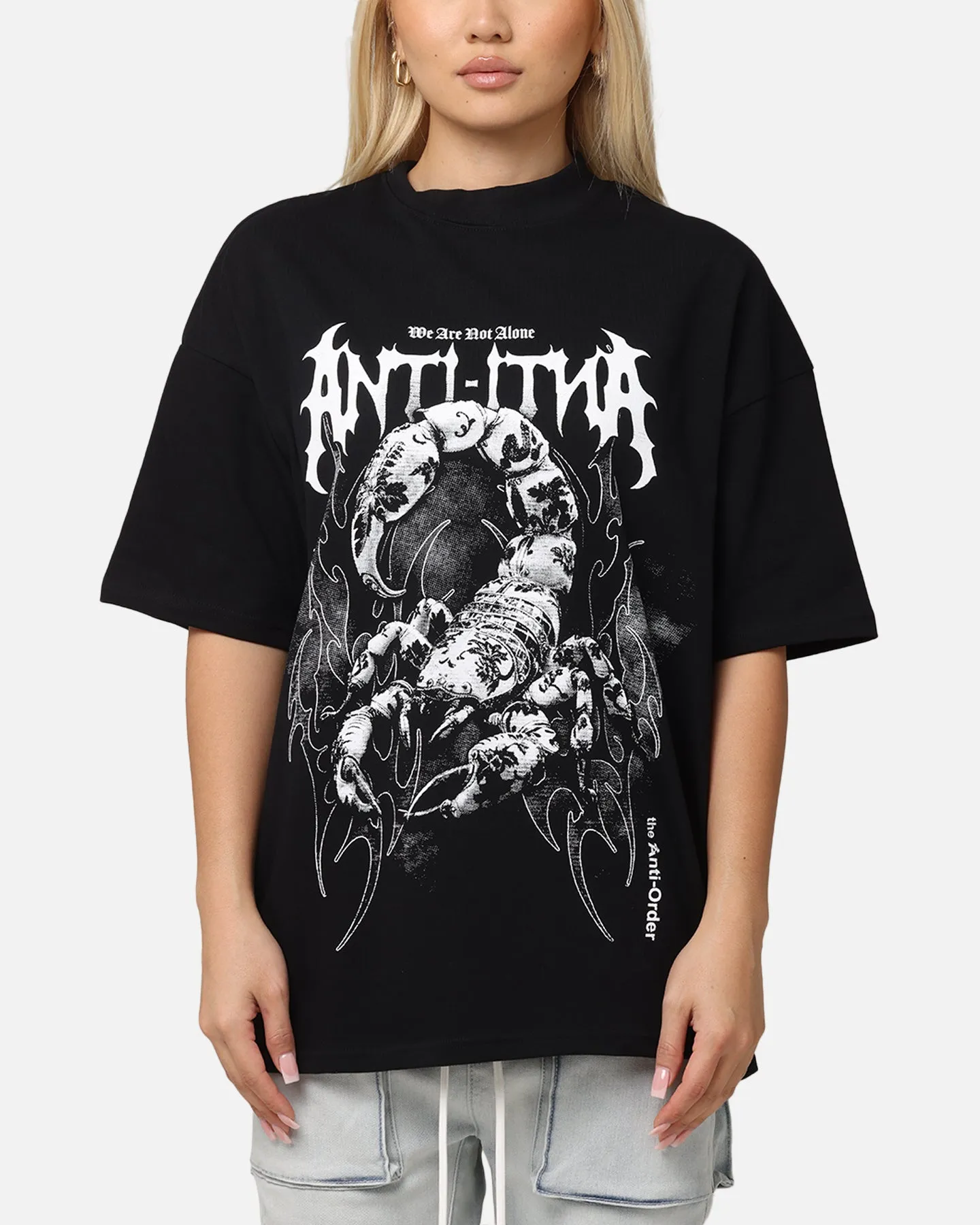 Summer Essential The Anti Order Invasion Mock Neck T-Shirt Black