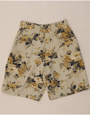 Simple Mood Relaxed Fit Design VINTAGE Womens Denim Shorts IT 38 XS W29  Beige Floral Cotton
