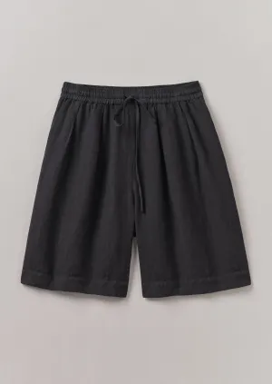 SoftCottonBlend Garment Dyed Drawstring Shorts | Black Pepper
