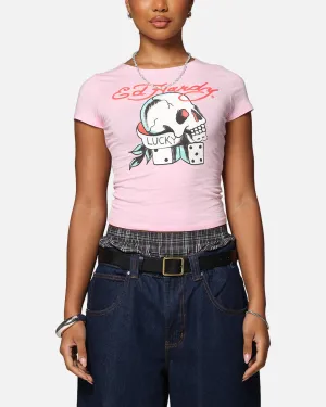Ed Hardy Women's Lucky Baby T-Shirt Pink Chic Design