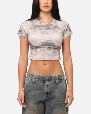 XXIII Women's Boiler Room Crop T-Shirt Desert Camo Easy Care Fabric