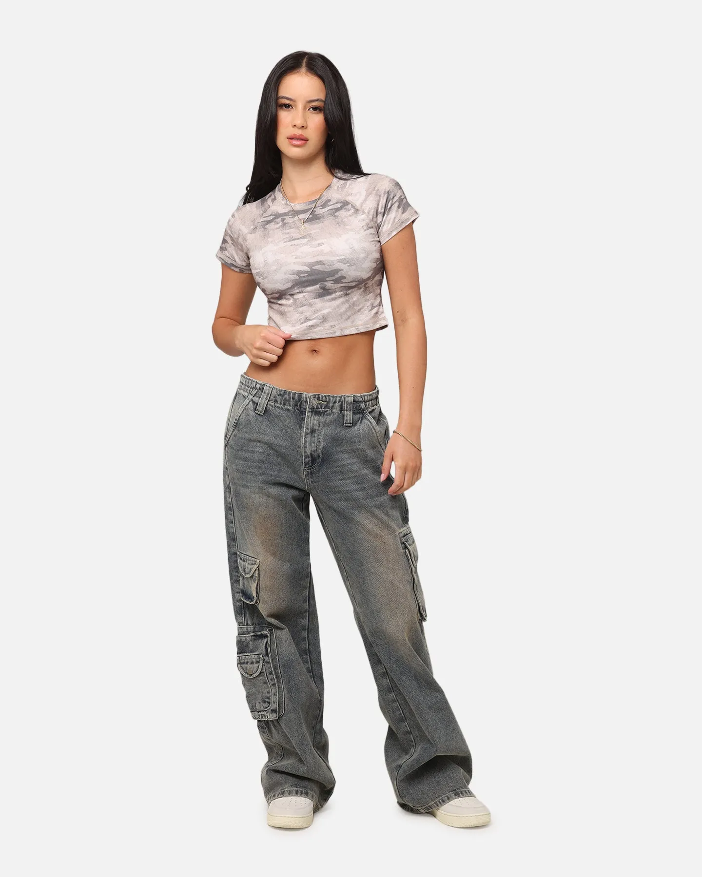Relaxed Armhole Cut XXIII Women's Boiler Room Crop T-Shirt Desert Camo