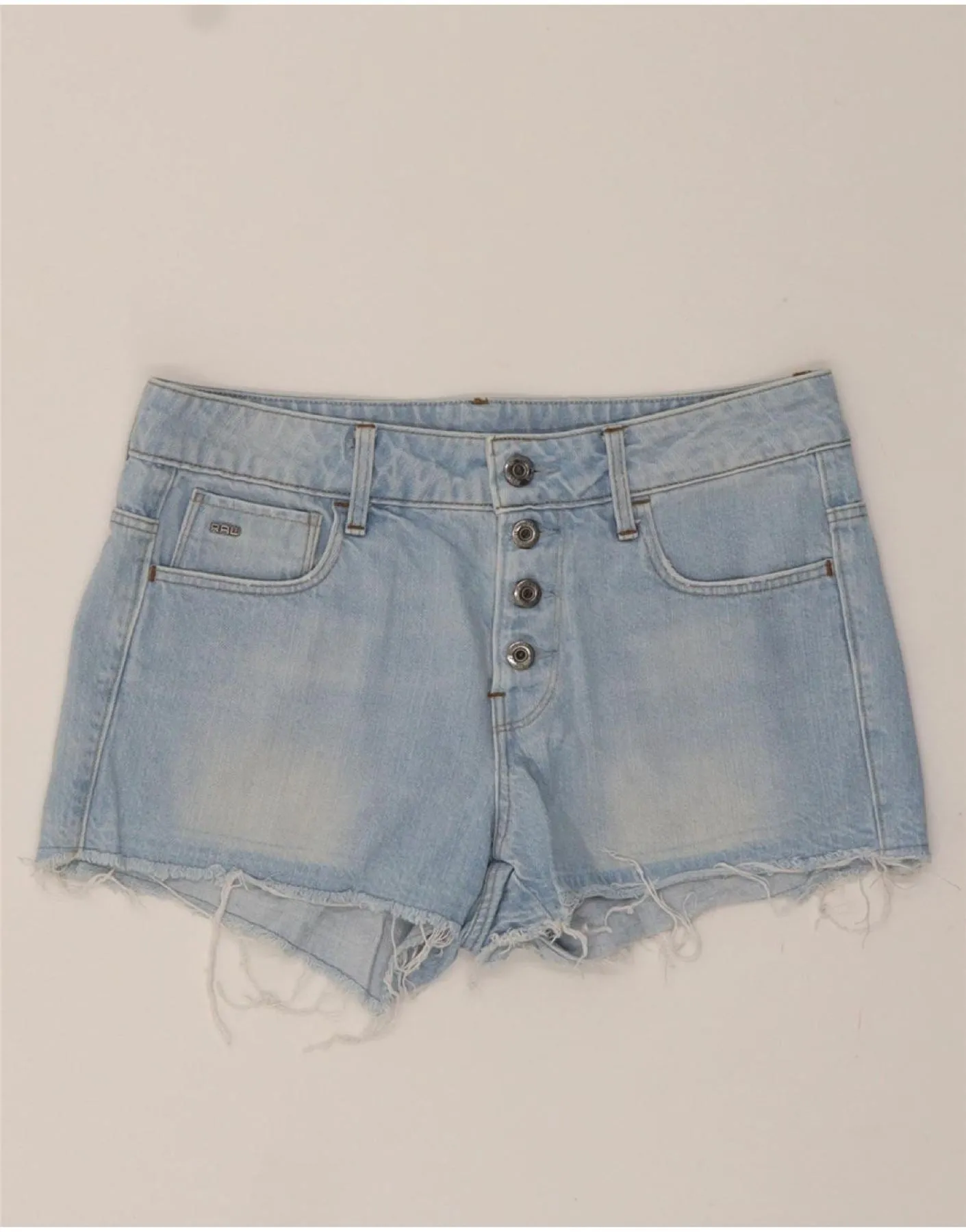 Belt loops Multi Directional Flex Zones G-STAR Womens Denim Shorts W25 XS Blue Cotton