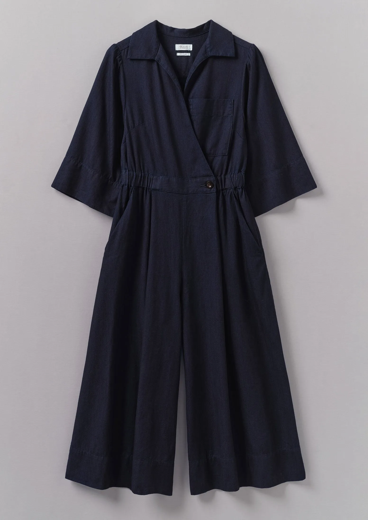 Slim Fit Design Indigo Twill Culotte Jumpsuit | Indigo