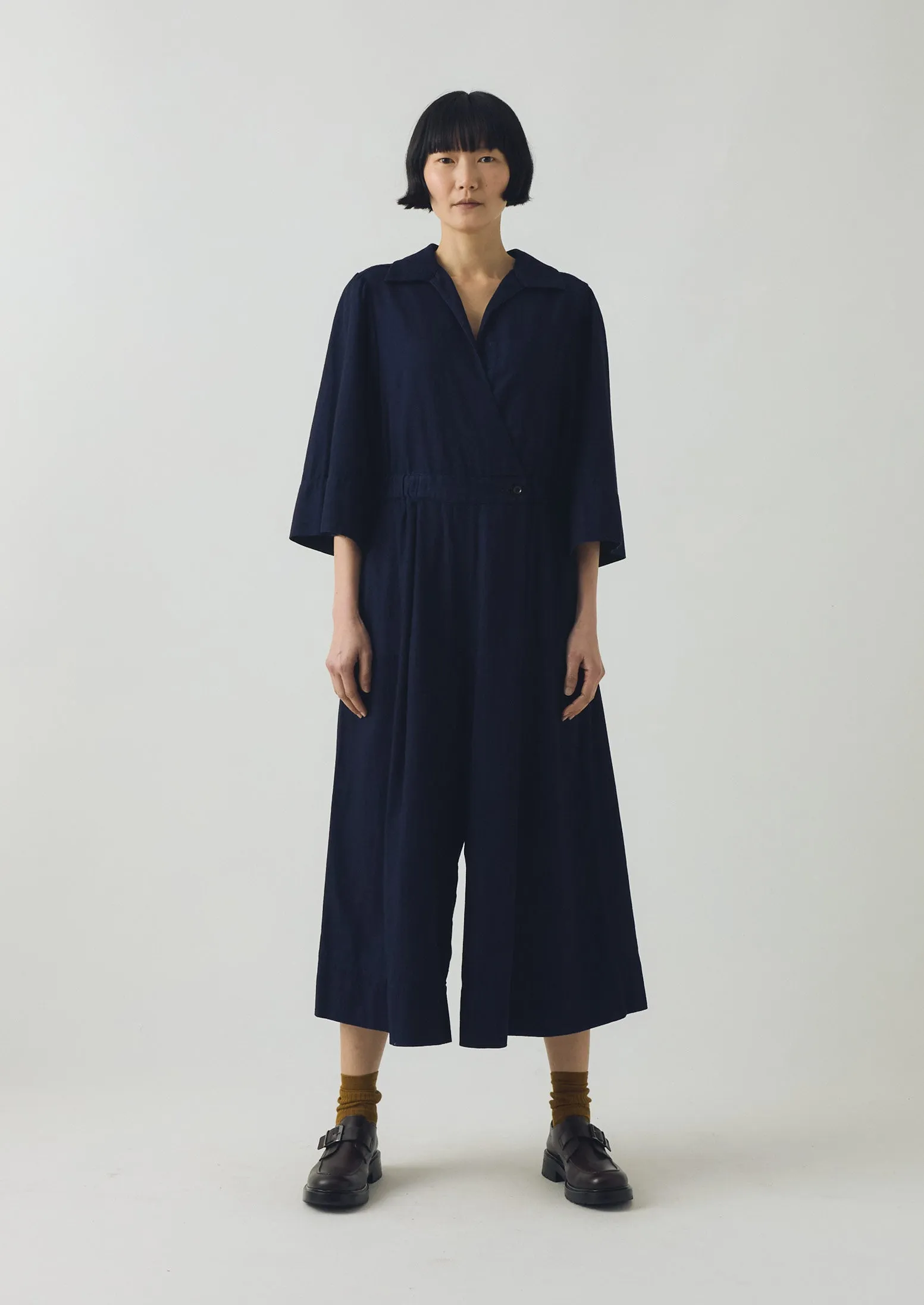 Ultra Stretch Indigo Twill Culotte Jumpsuit | Indigo