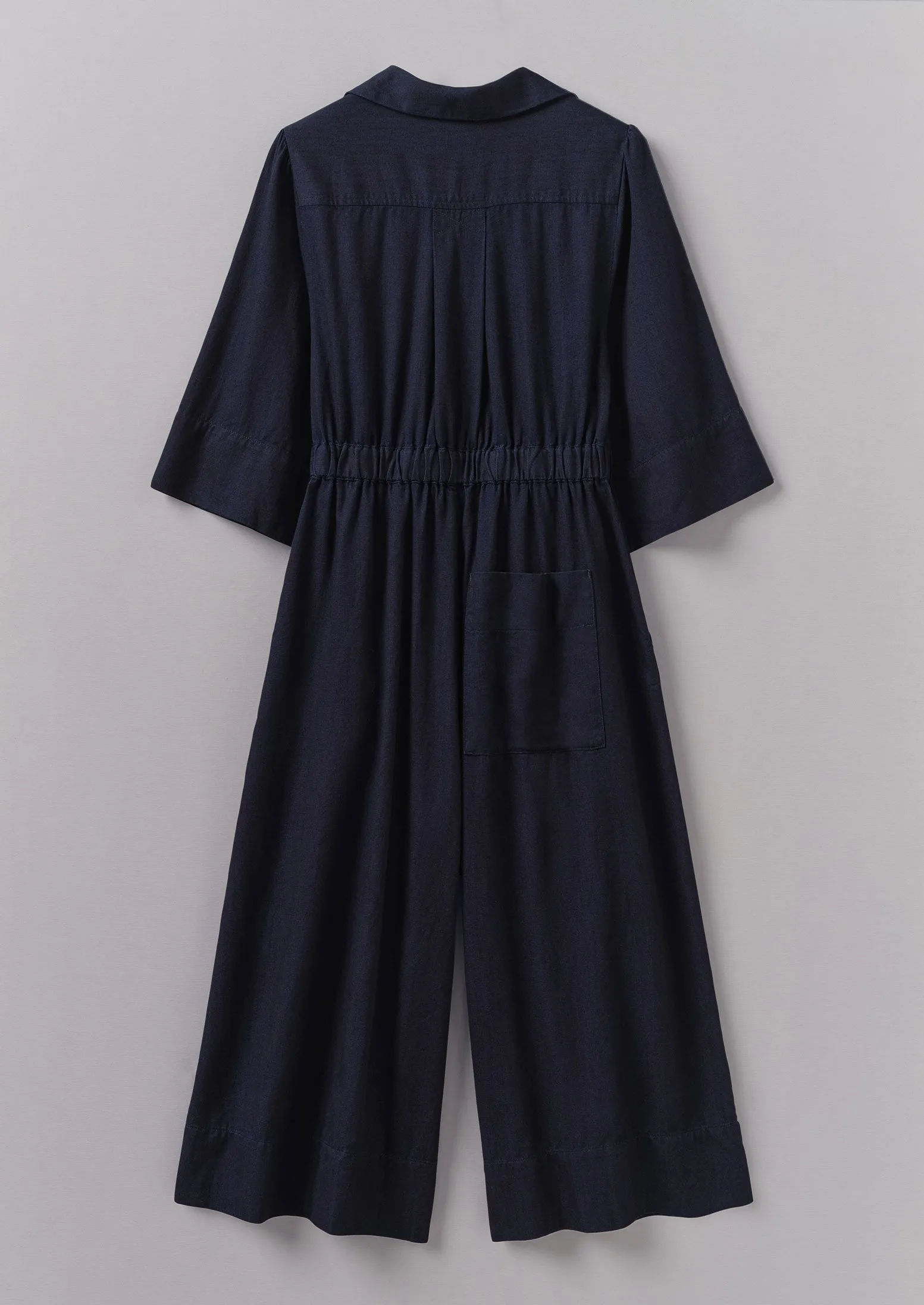 Indigo Twill Culotte Jumpsuit | Indigo StaticDissipative clean look