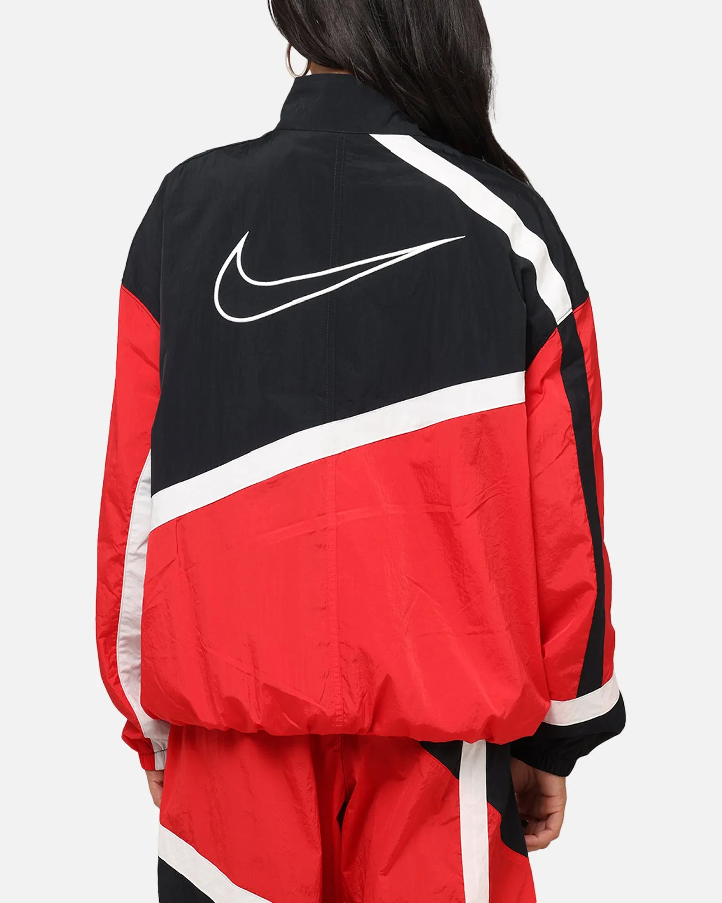 city dwellers subtle style Nike Women's Oversized Street Woven Jacket University Red/Black/Sail
