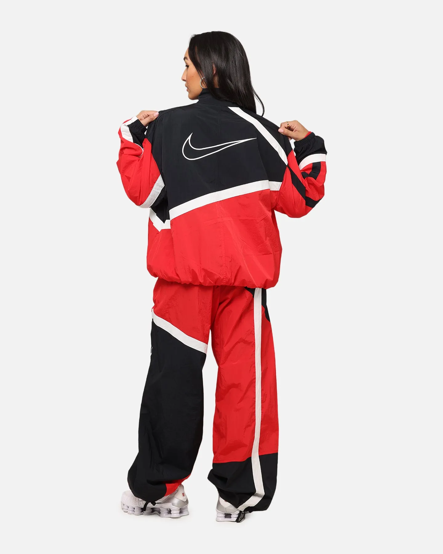 Nike Women's Oversized Street Woven Jacket University Red/Black/Sail Dual Zipper System