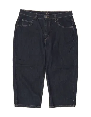 LEE Womens Riders Bermuda Denim Shorts US 16 2XL W36 Navy Blue Cotton Leather shorts Glide On Waist System