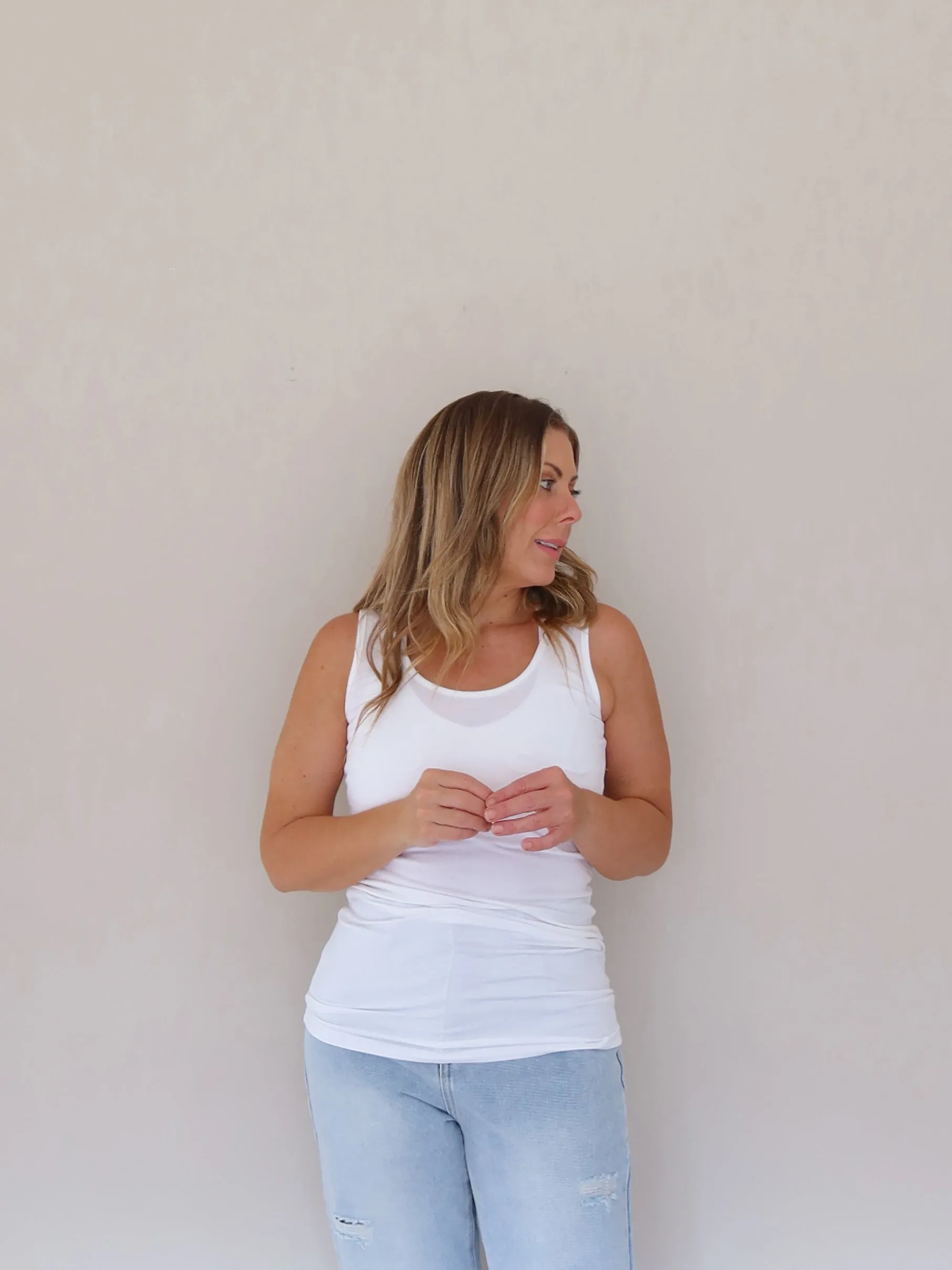 Logan Singlet - White Soft Brushed Interior