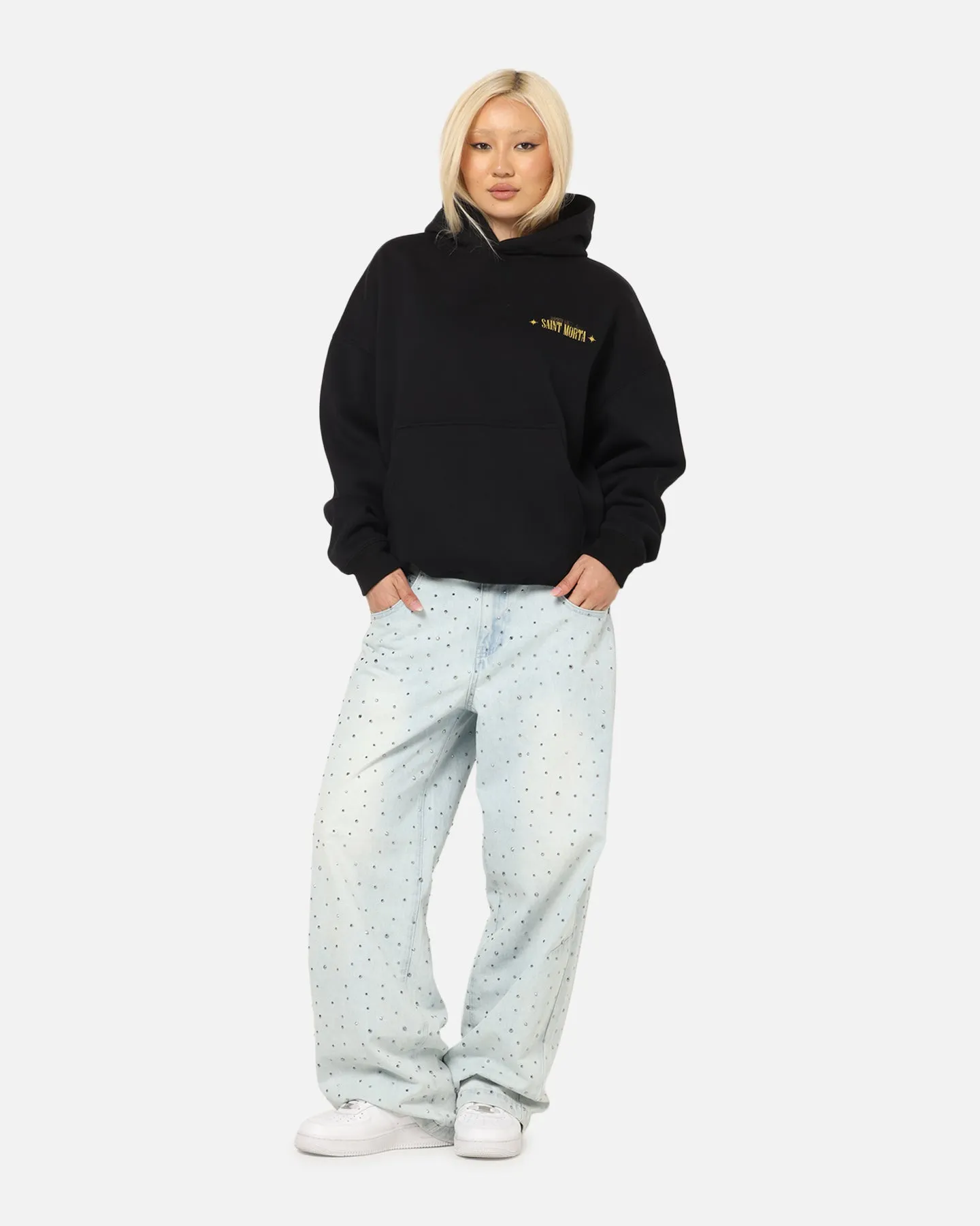 Saint Morta Realm Of Return Boxy Hoodie Black Runway Inspired Outdoor Motion