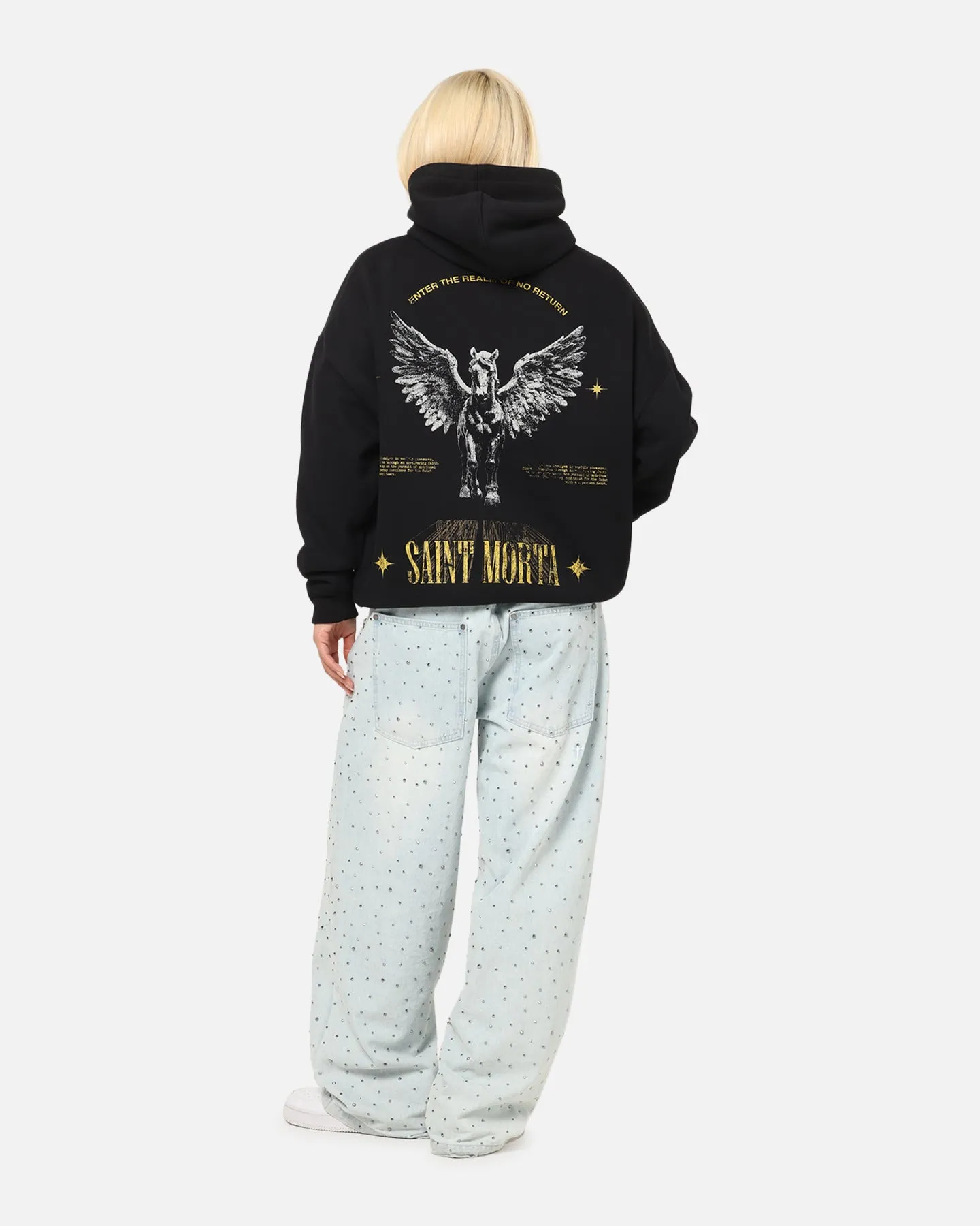 Saint Morta Realm Of Return Boxy Hoodie Black Beachwear Sheen