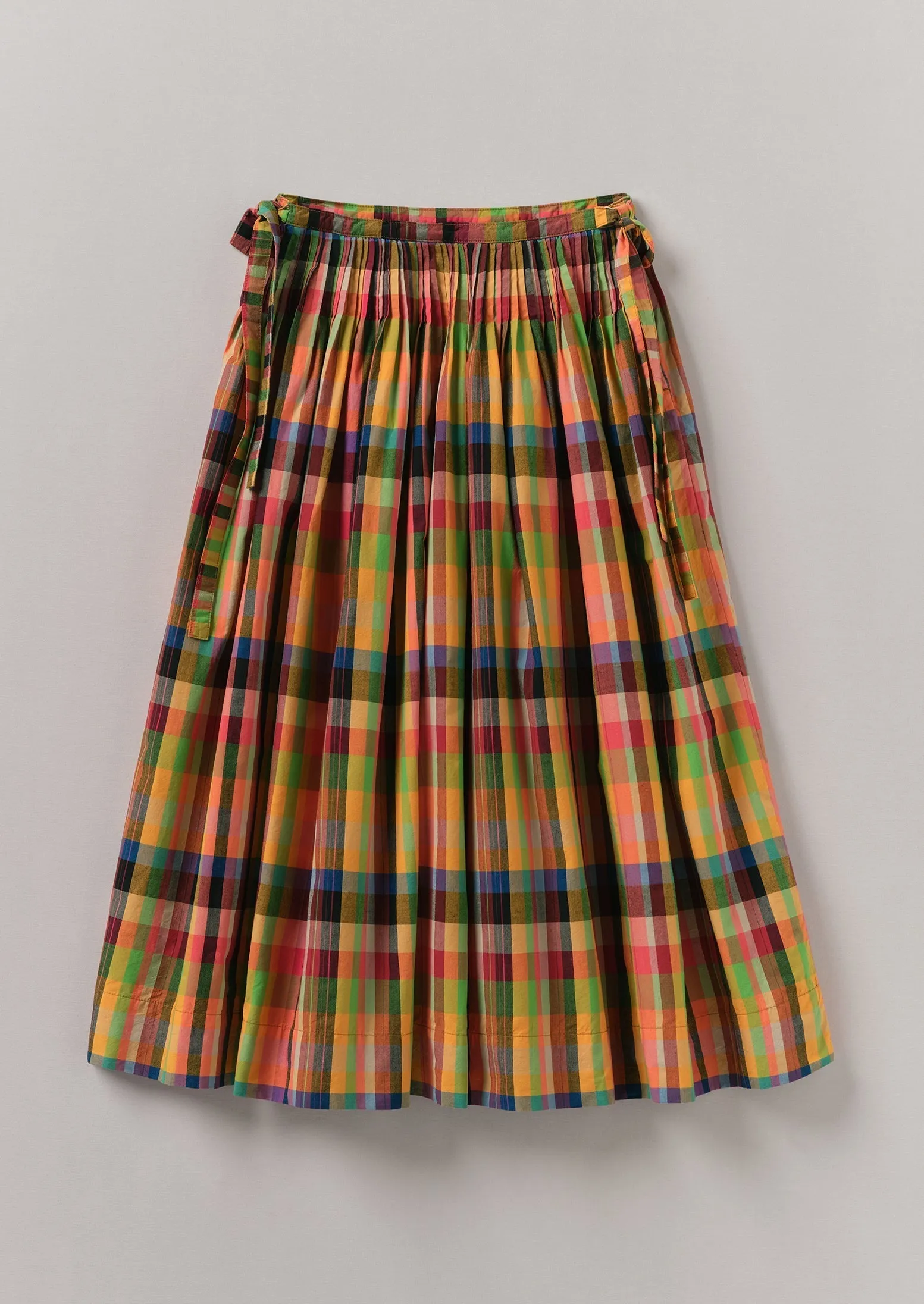 Road Trip Outfit Mix Pleated Check Cotton Skirt | Bright/Multi