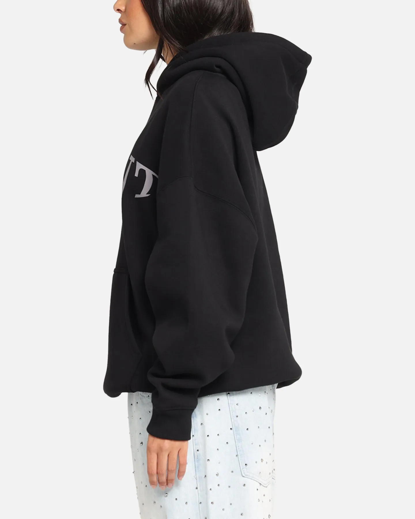 Side Slit Saint Morta Vision Boxy Hoodie Black