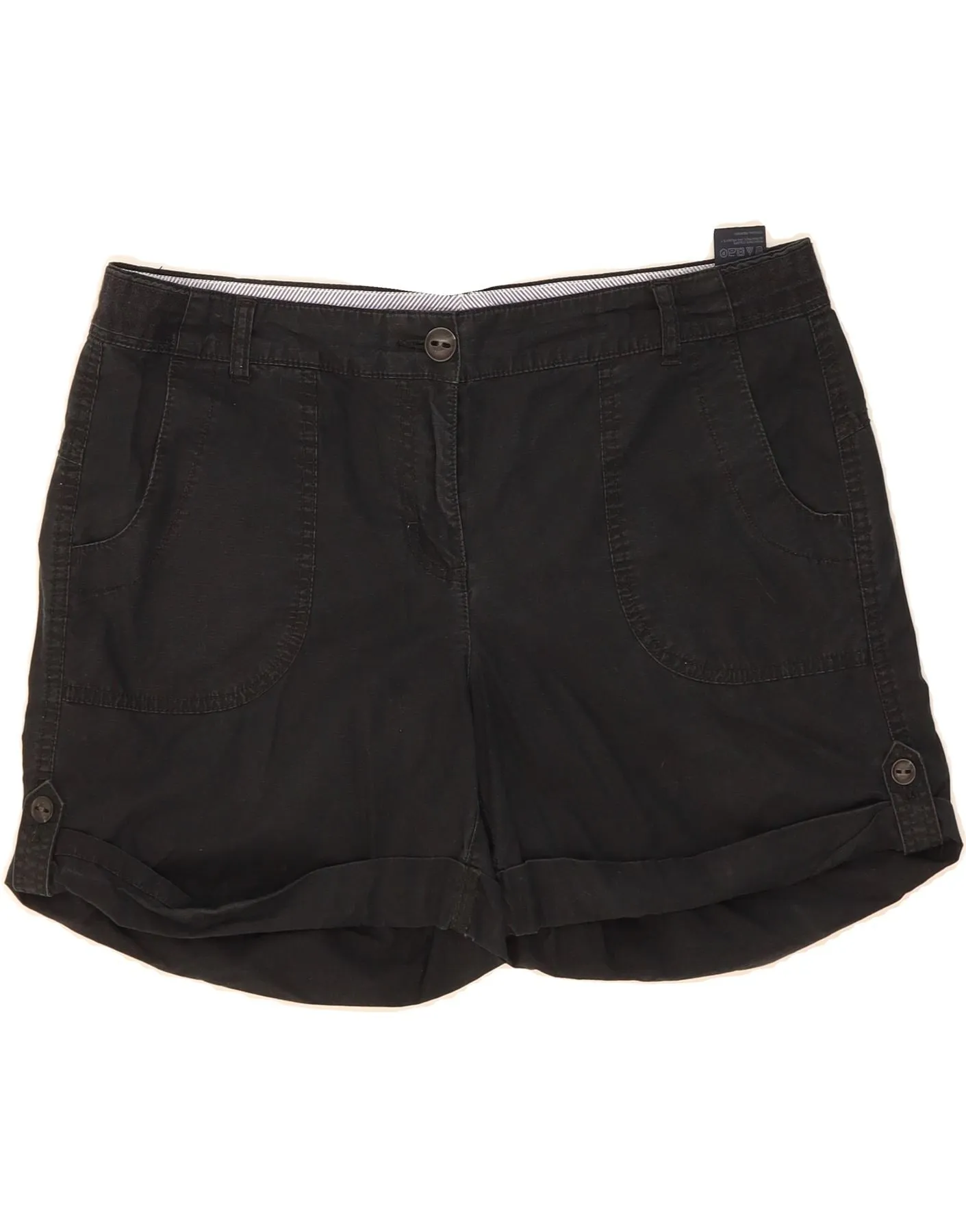 High Rise Waist TOMMY HILFIGER Womens Chino Shorts US 12 Large W34  Black Cotton