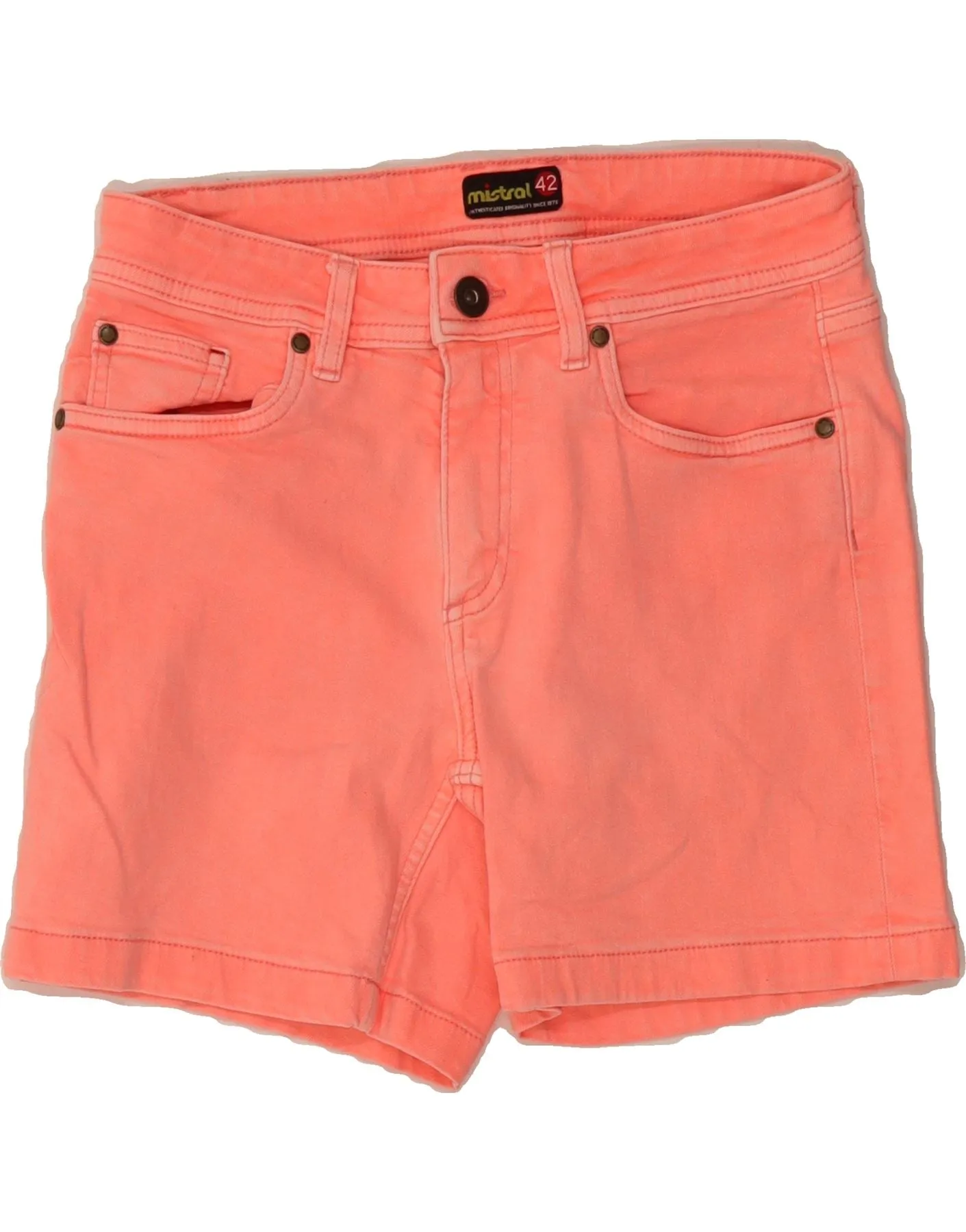 MISTRAL Womens Denim Shorts IT 42 Medium W28  Pink Cotton easy-care item Seamless Waistband