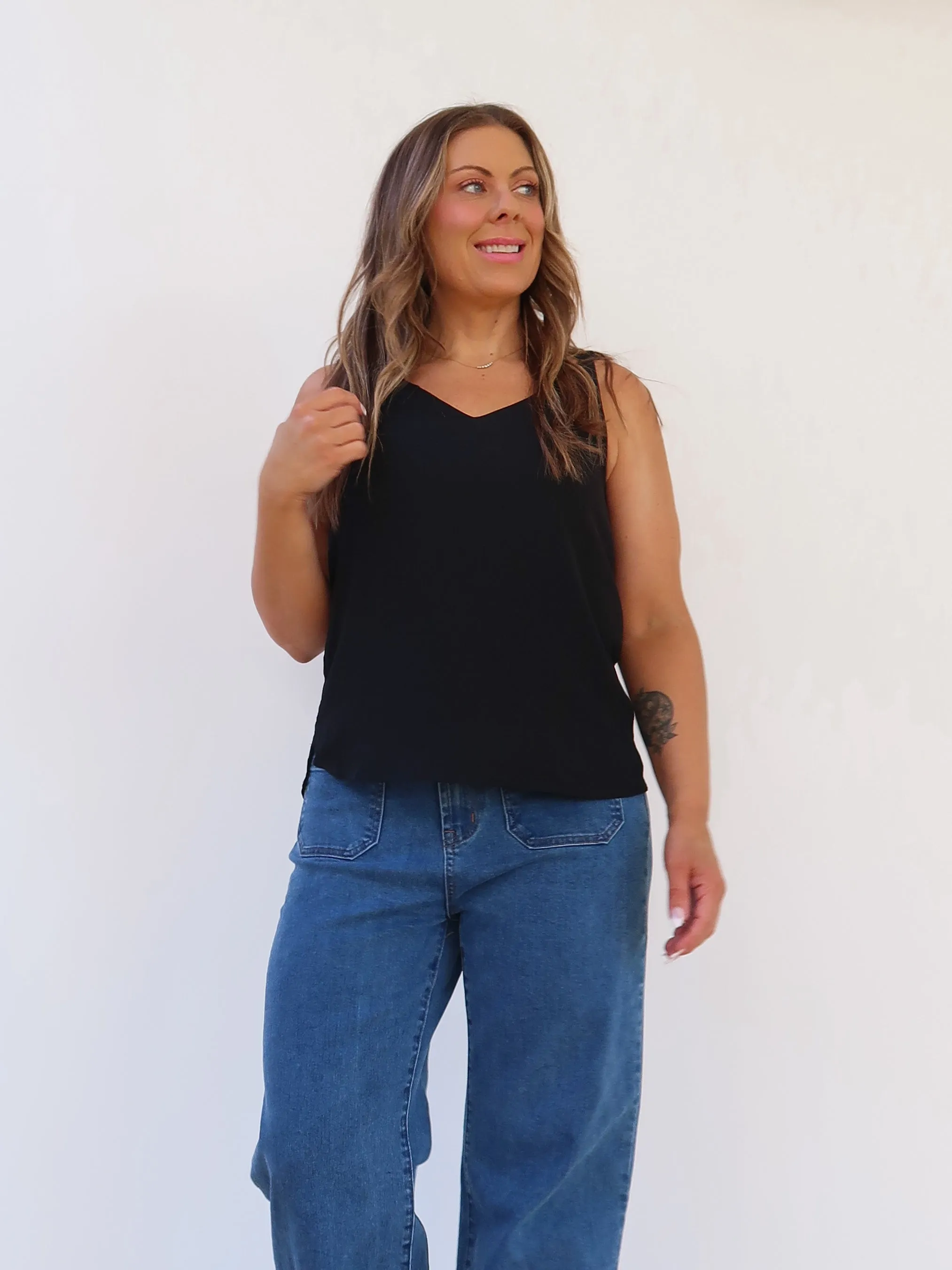 Durable Fabric Blend Susan Top - Black