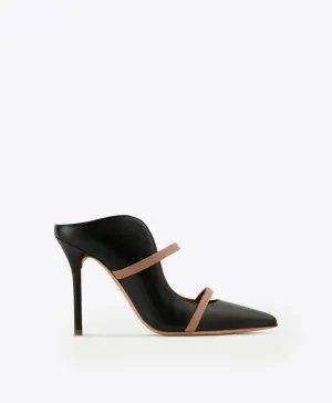 Maureen 100 Black & Blush Leather Mules Refined touch