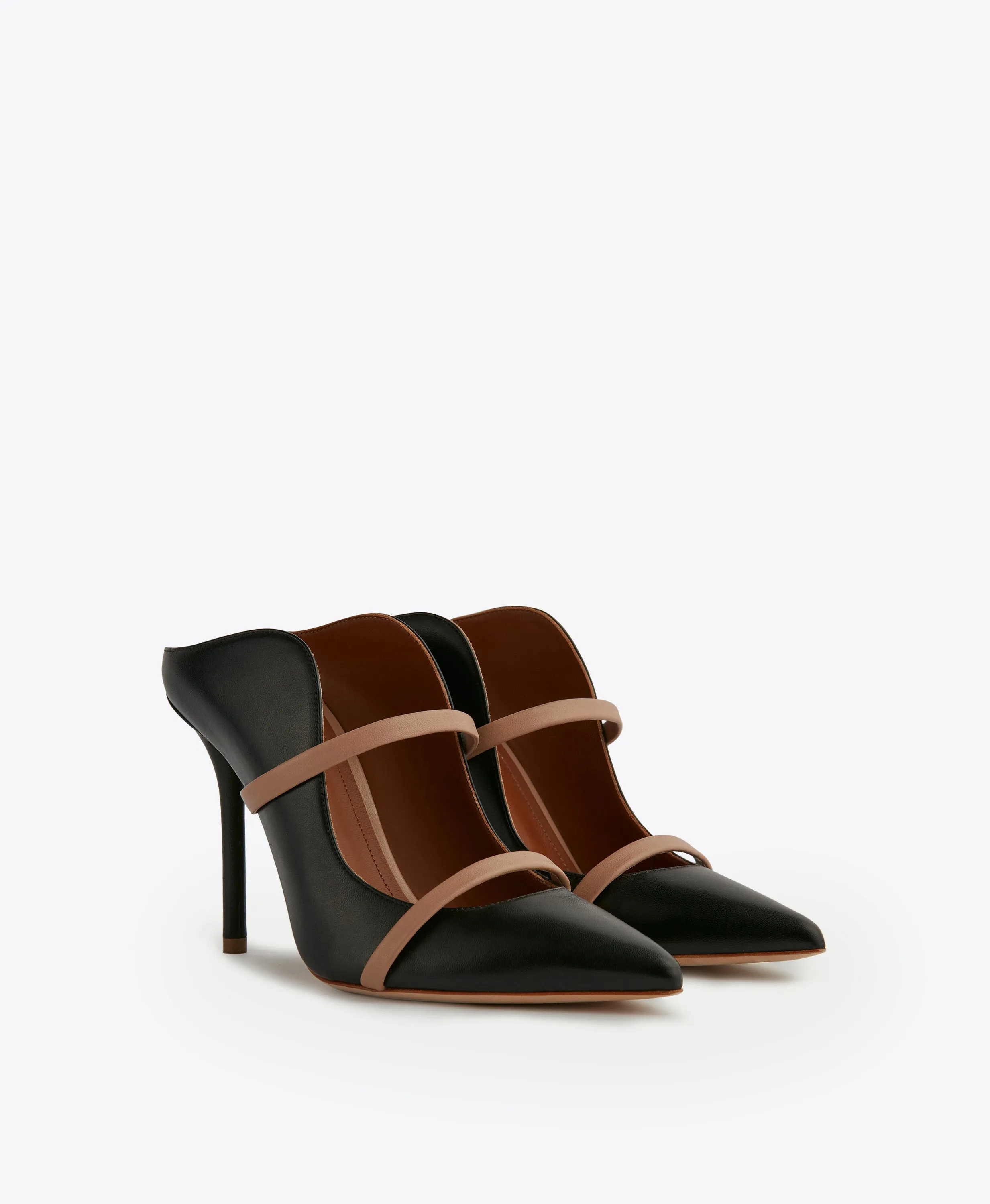 Office Vibe Work Heels Maureen 100 Black & Blush Leather Mules