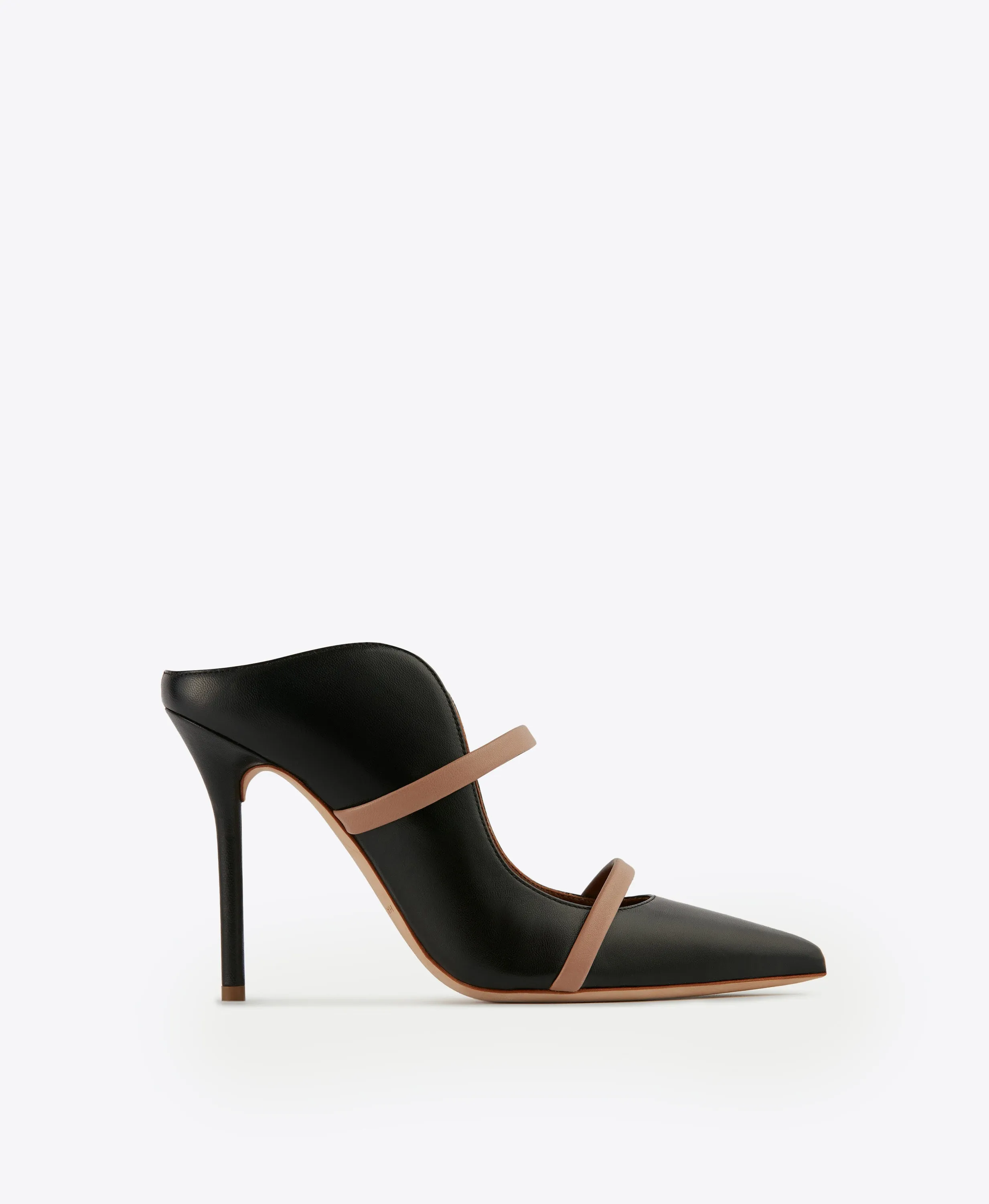 Maureen 100 Black & Blush Leather Mules Refined touch
