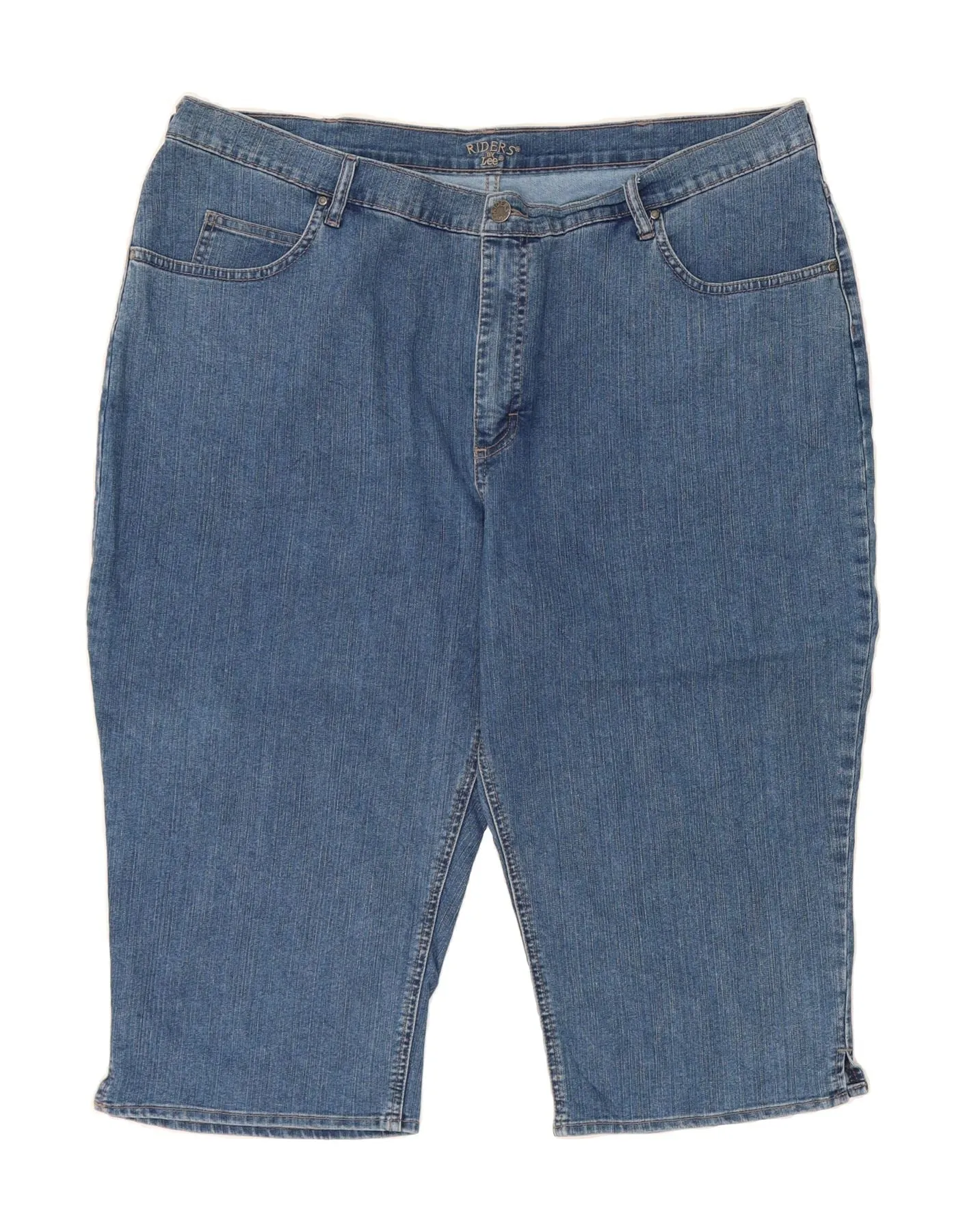 Multi Panel Cut LEE Womens Plus Size Denim Bermuda Shorts US 24 2XL W46 L20 Blue Cotton