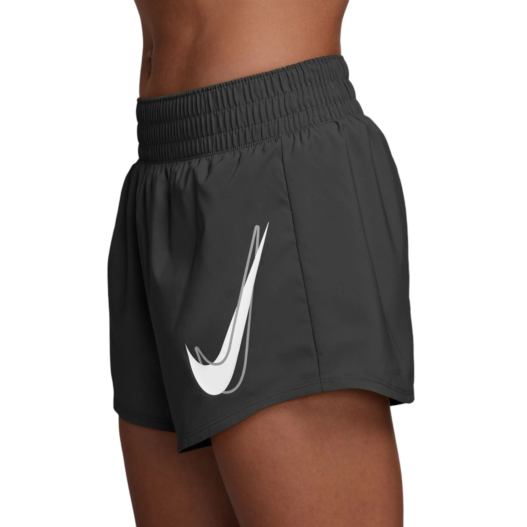 Wrinkle Free Weave Nike One Swoosh Womens Dri-Fit Mid-Rise Brief-Lined Running Shorts