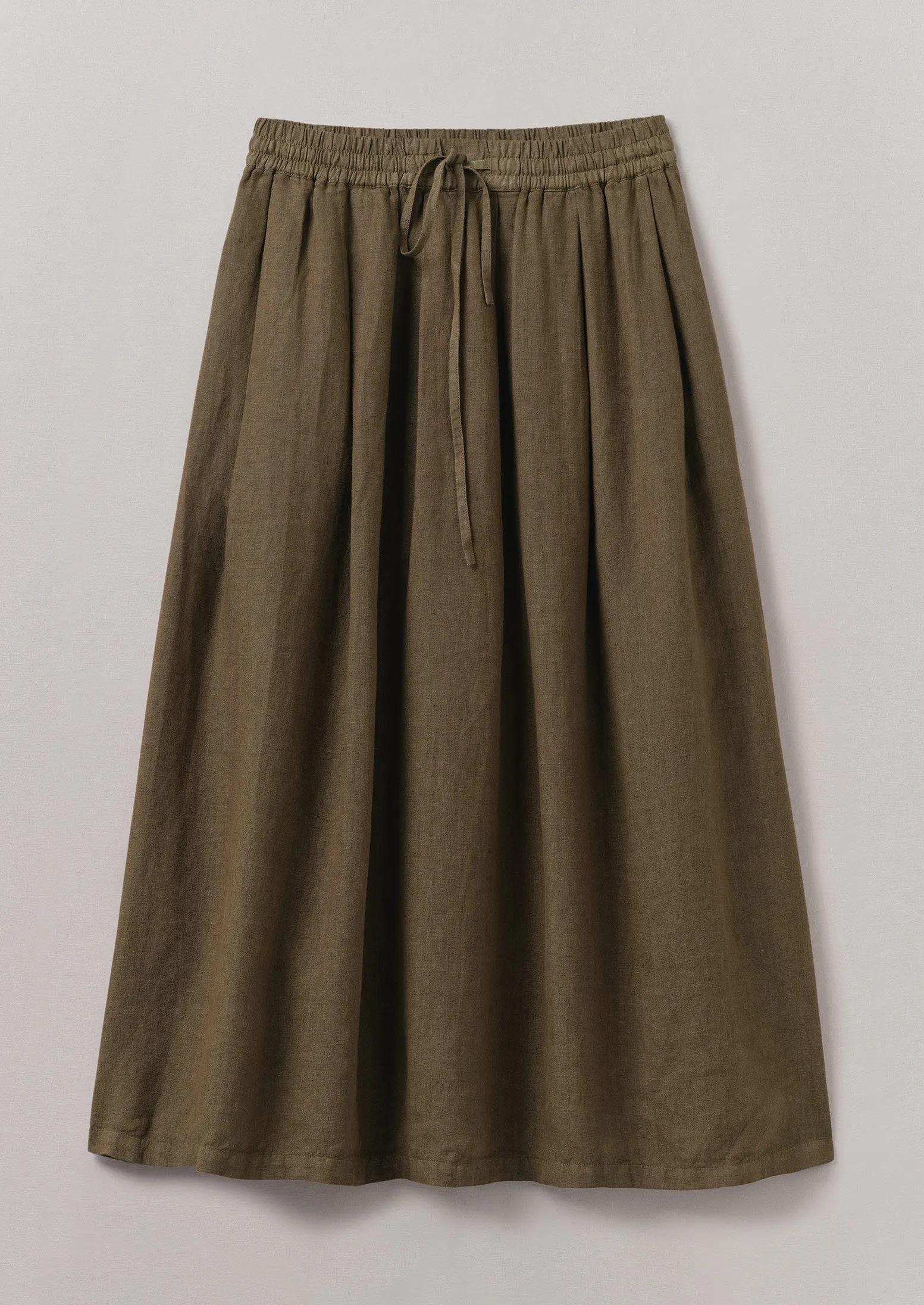 Fashion Collab Evening Outing Garment Dyed Linen Skirt | Pear