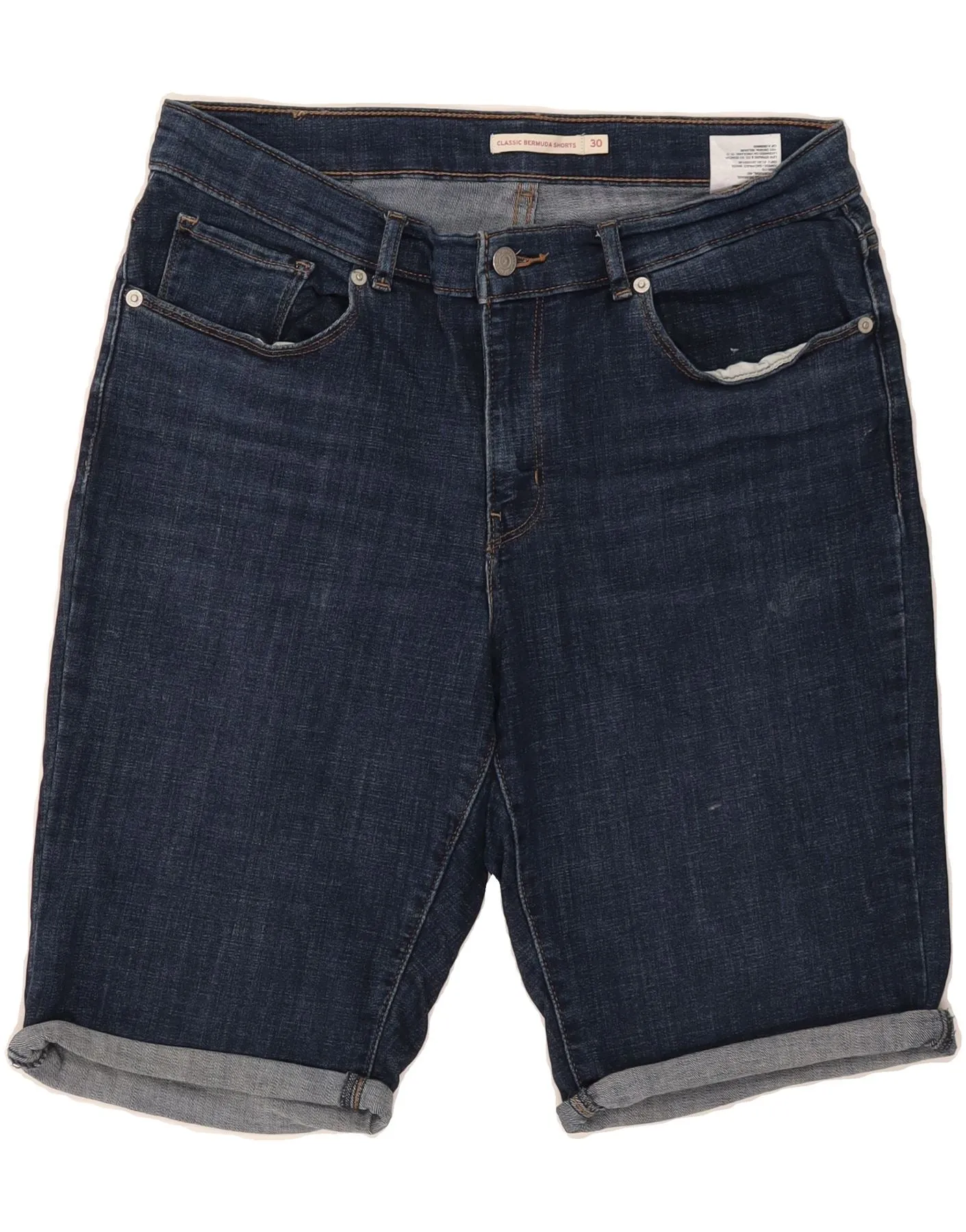 LEVI'S Womens Classic Bermuda Denim Shorts W30 Medium Blue Cotton Casual Clothing