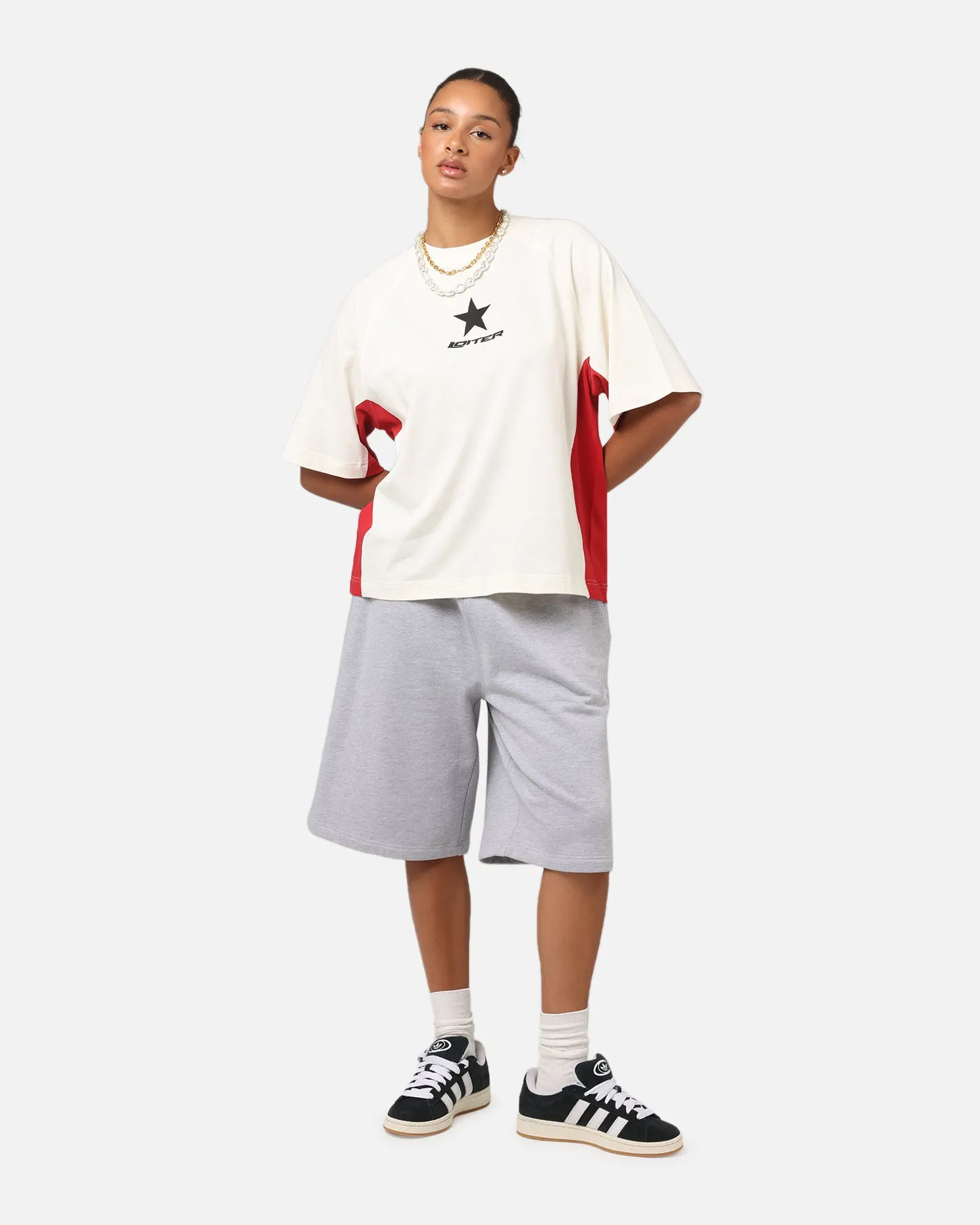 Breathable Look Smooth Finish Loiter Daytona Panel T-Shirt White/Pink