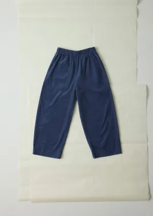 Relaxed Comfort Wear Fashionable Fit Organic Cord Barrel Leg Pants | Denim Blue