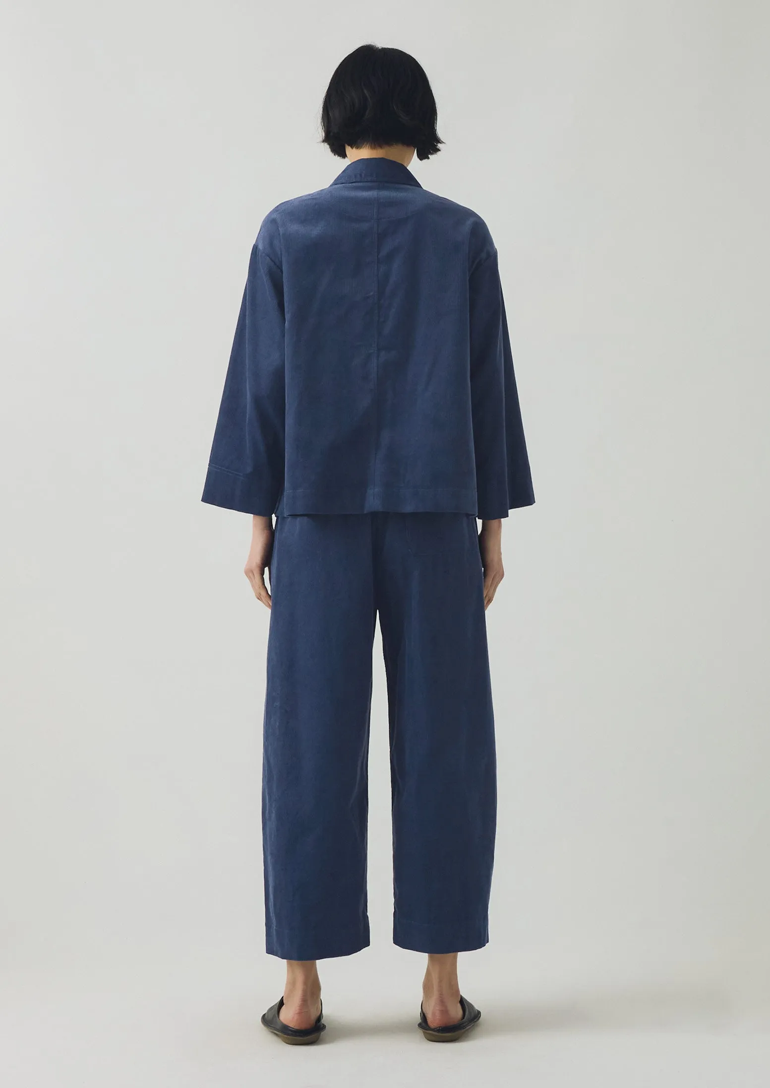 Stretch Flex hypoallergenic Organic Cord Barrel Leg Pants | Denim Blue