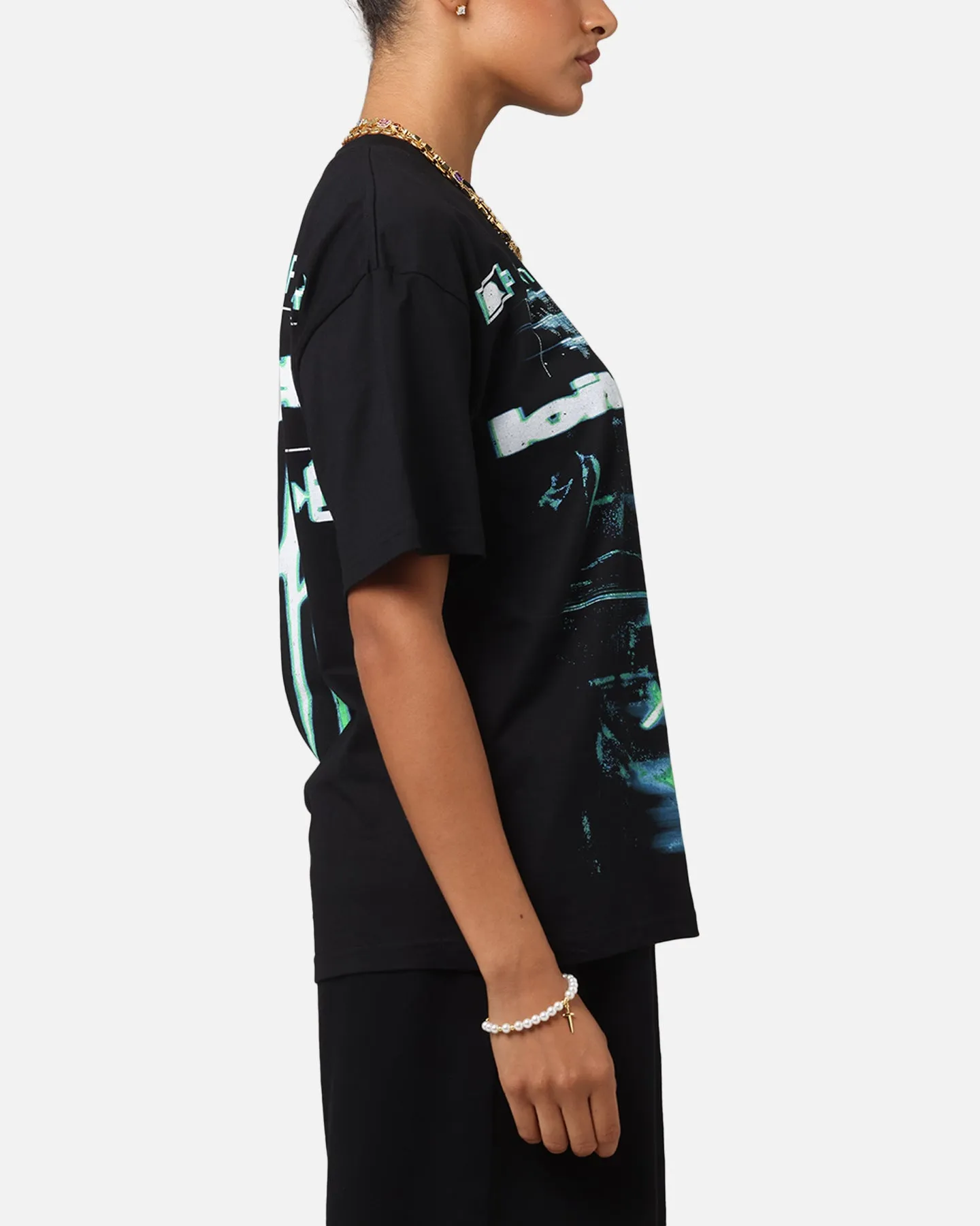 Loiter Night Crawler Drop T-Shirt Black Comfortable Casual Sublimation Printed Collar