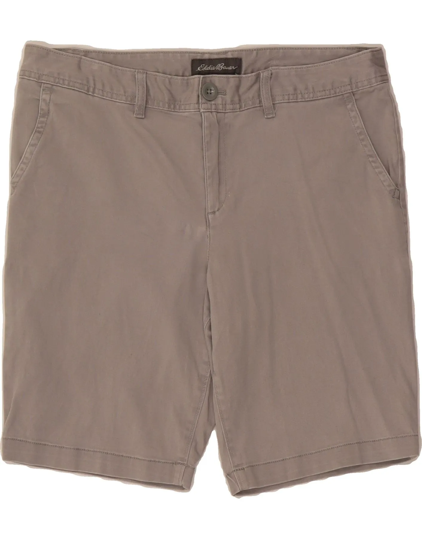 Classic Comfort EDDIE BAUER Womens Chino Shorts US 12 Large W34  Grey Cotton