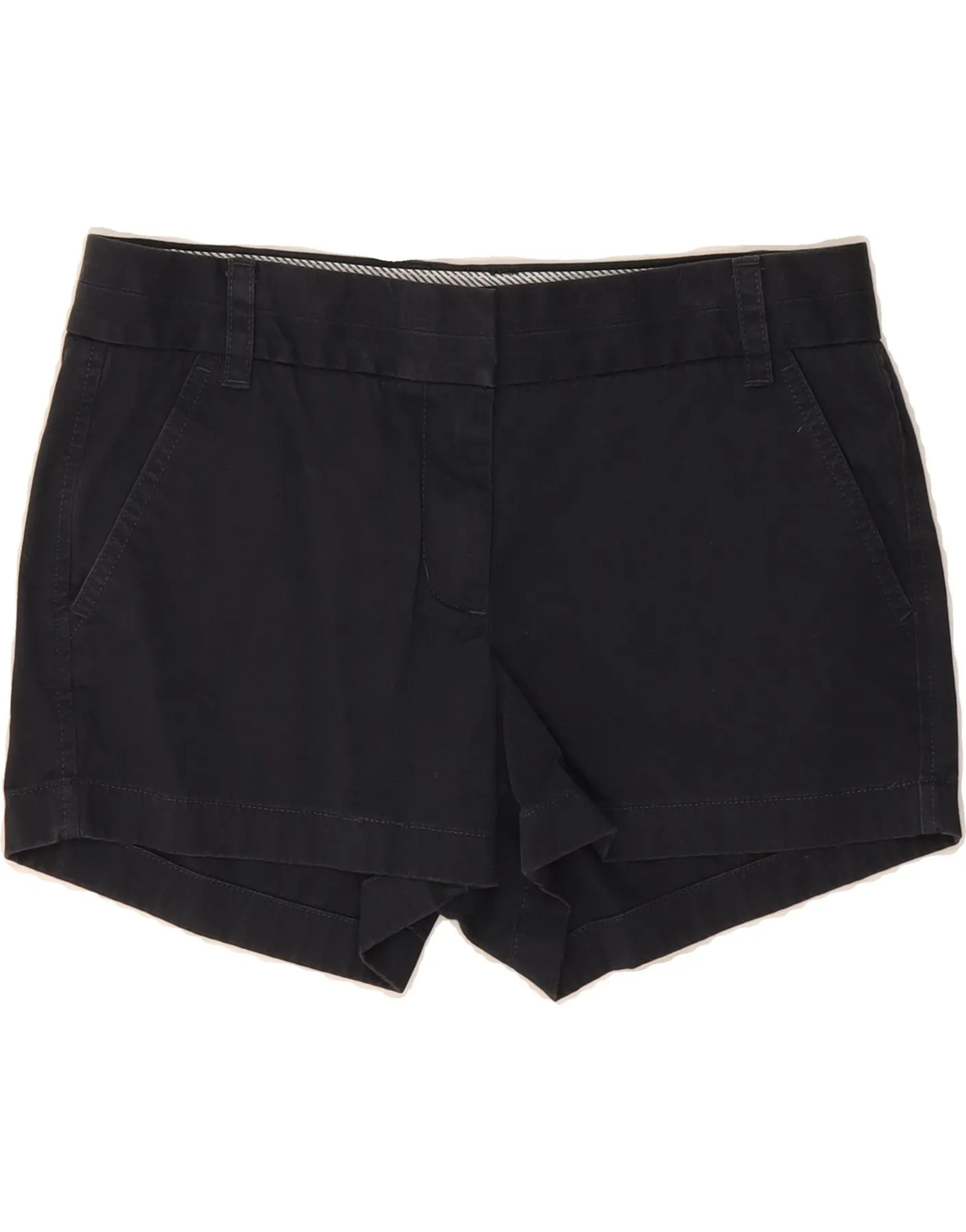 J. CREW Womens Broken In Chino Shorts US 6 Medium W32  Navy Blue Cotton Relaxed fit style Comfort waistband