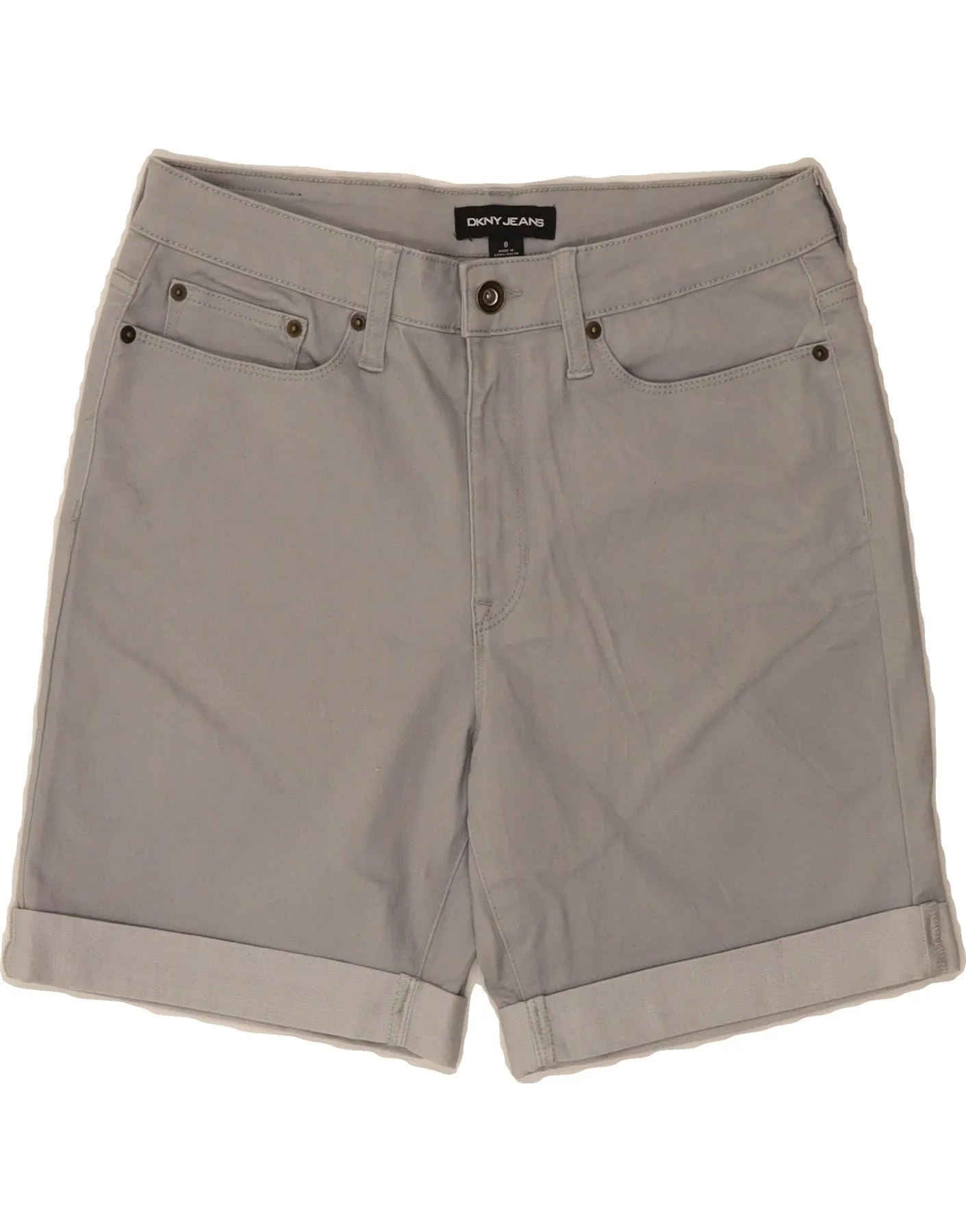 DKNY Womens Casual Shorts US 8 Medium W30  Grey Cotton WideLegOpening