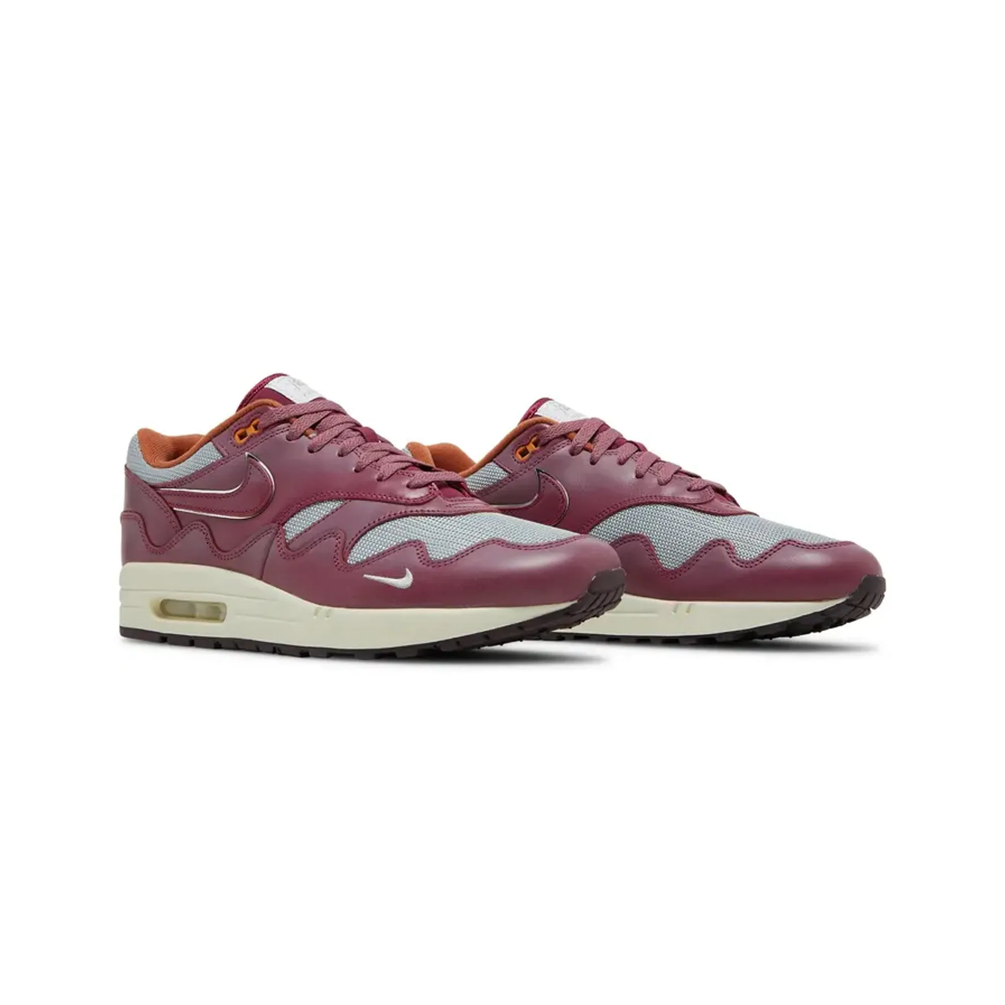 Interval training support logo - rhinestoned shoes Air Max 1 Patta 'Rush Maroon' (Special Box 2021)