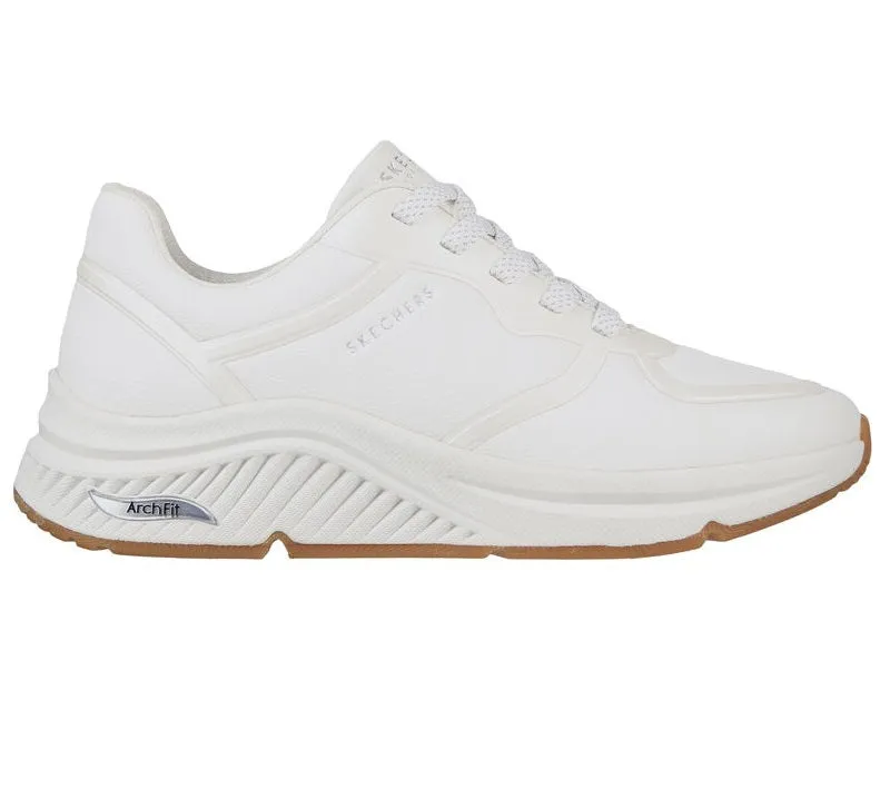 Skechers scarpa sneakers da donna Arch Fit S-Miles Makers 155570-WHT bianco splash - resistant shoes low - top mobility