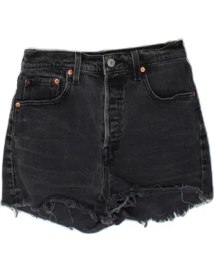 Water - repellent Light Reflective Trim LEVI'S Womens Ribcage High Waist Denim Hot Pants W28 Medium Grey Cotton
