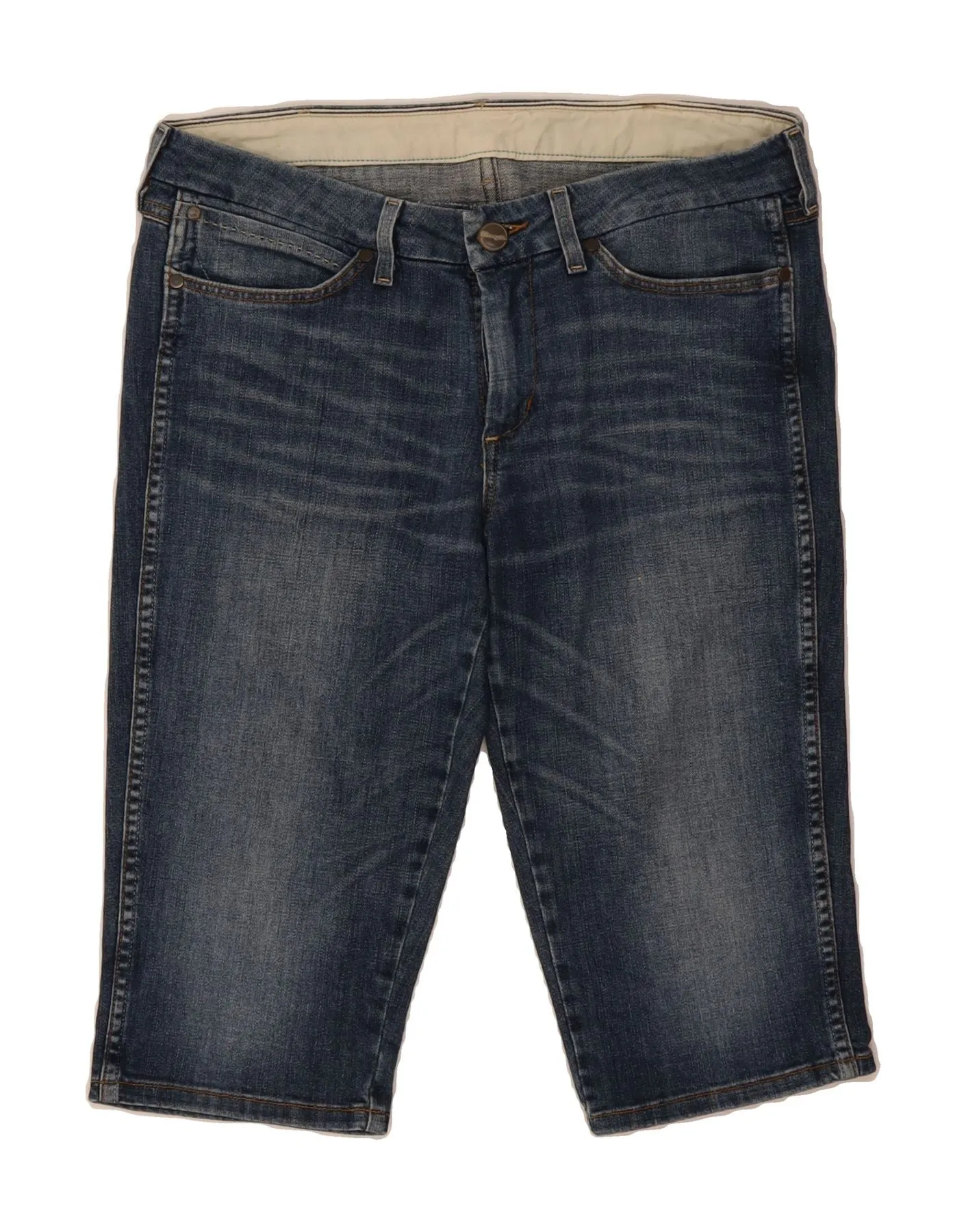 WRANGLER Womens Elle Bermuda Denim Shorts W33 Large Blue Cotton Fair trade Adaptive Temperature Control