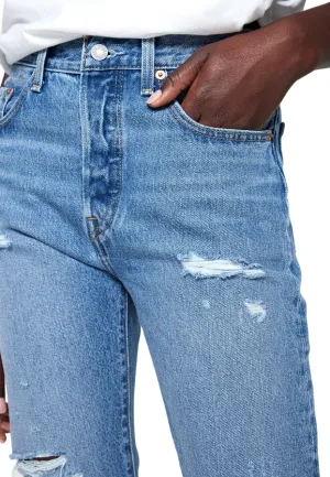 Multi Pocket Utility Levi's pantalone jeans da donna 501 Original Cropped largo alla caviglia 362000248 Light Indigo Destructed-Blu