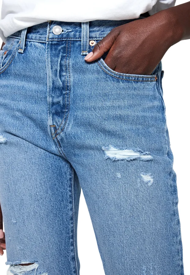 Multi Pocket Utility Levi's pantalone jeans da donna 501 Original Cropped largo alla caviglia 362000248 Light Indigo Destructed-Blu