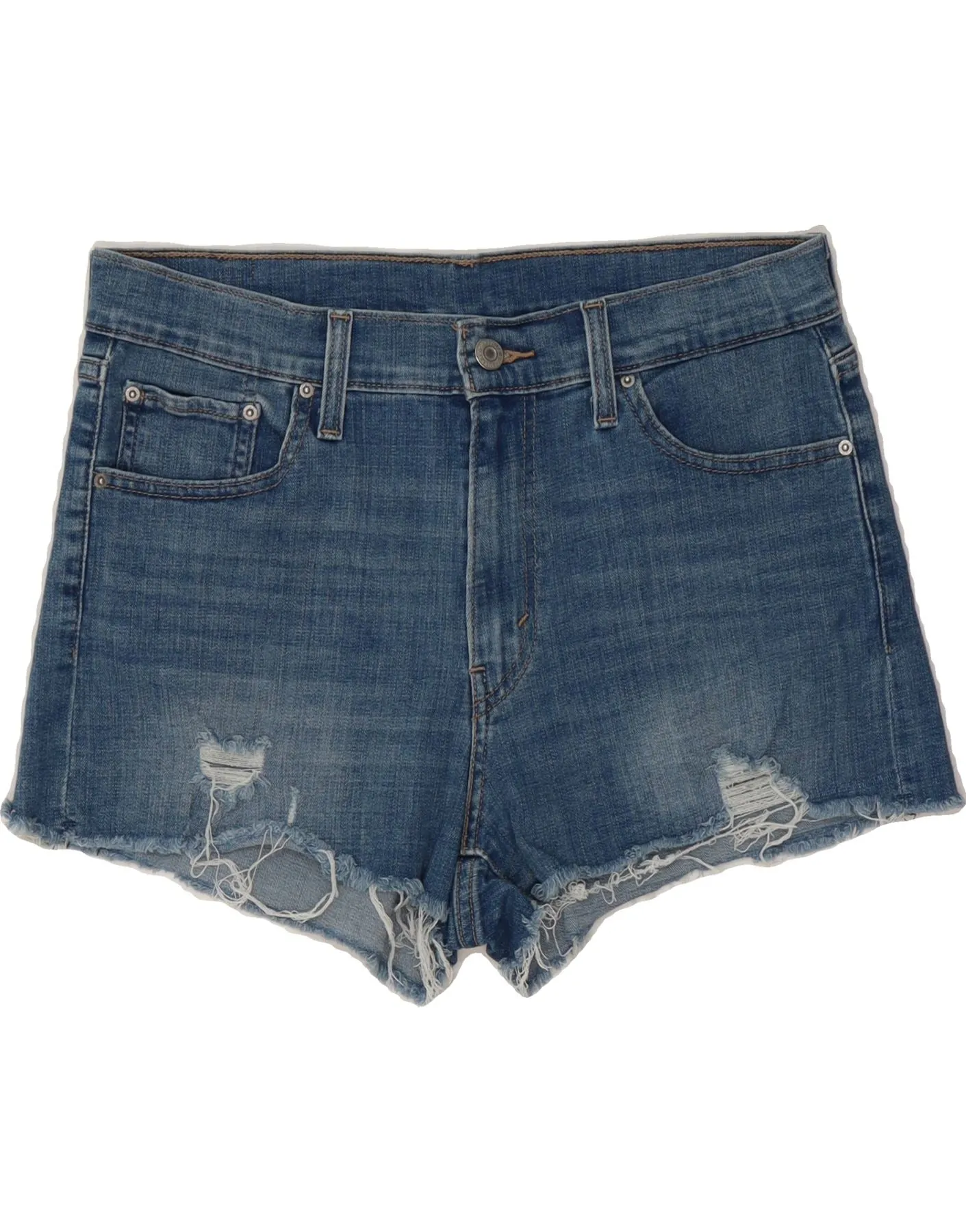dress shorts Stretch Flex LEVI'S Womens Distressed Denim Shorts W30 Medium Blue Cotton