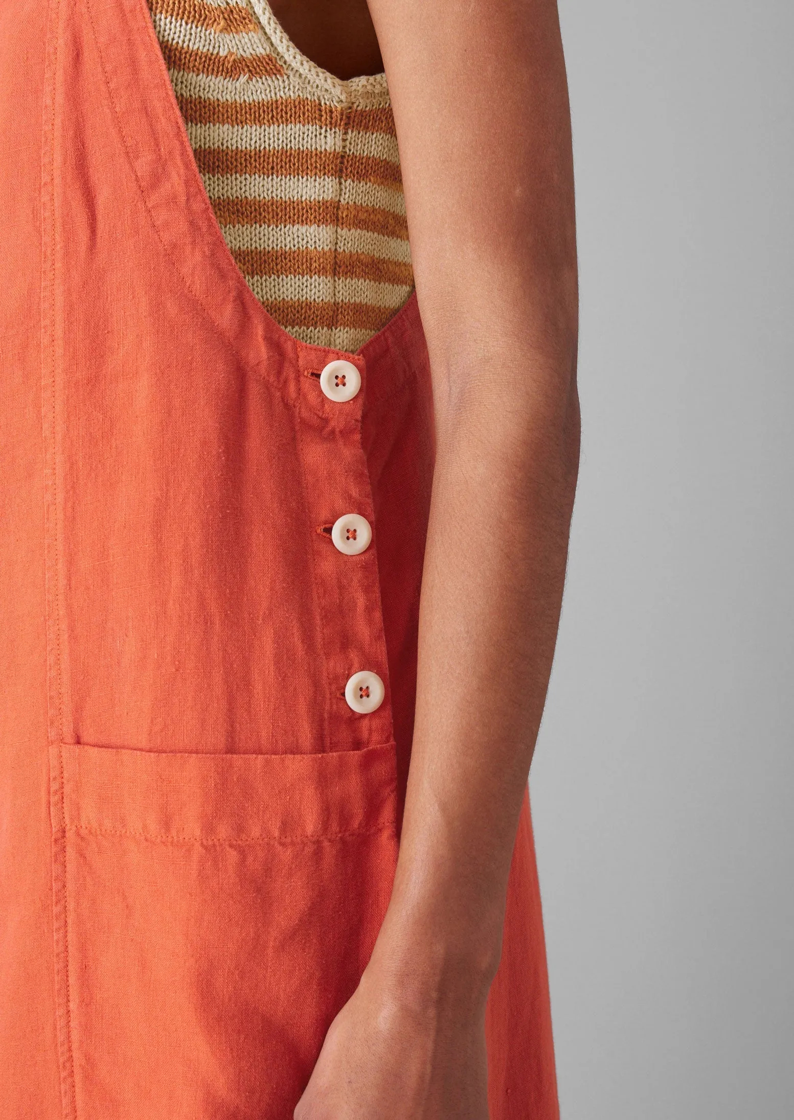 Street Active AntiSlipWaistband Garment Dyed Linen Pocket Jumpsuit | Red Chilli