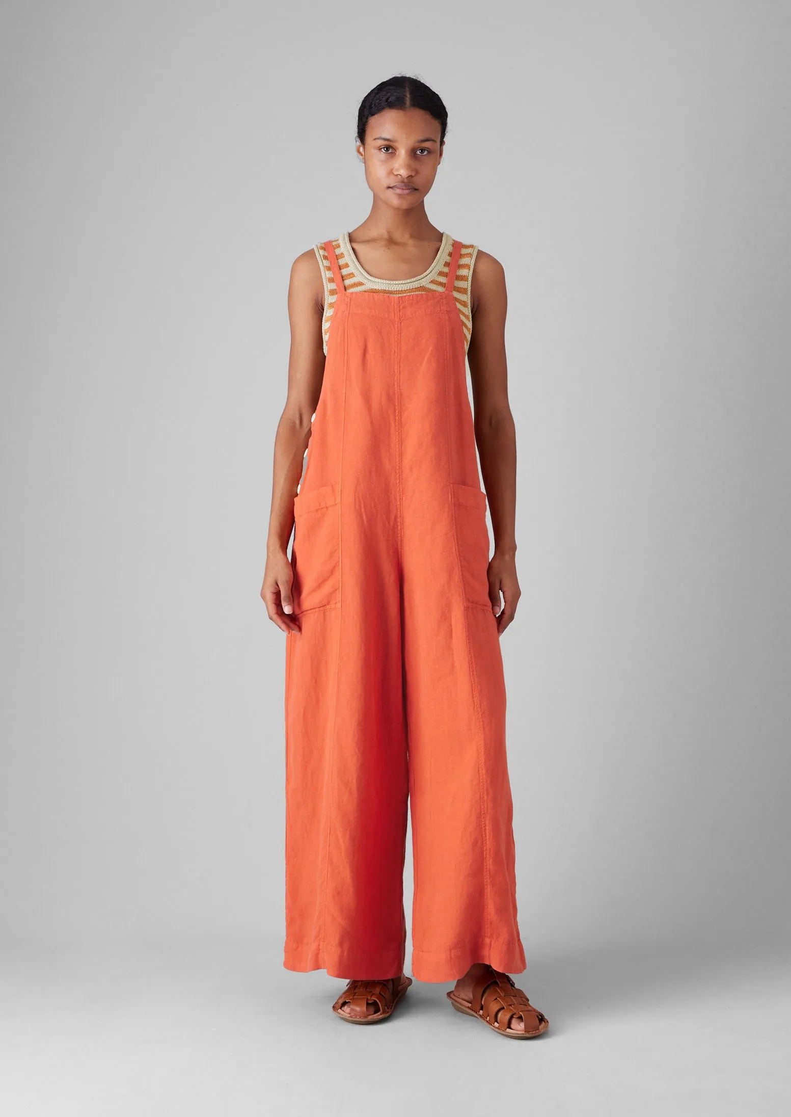 Garment Dyed Linen Pocket Jumpsuit | Red Chilli Multi Purpose